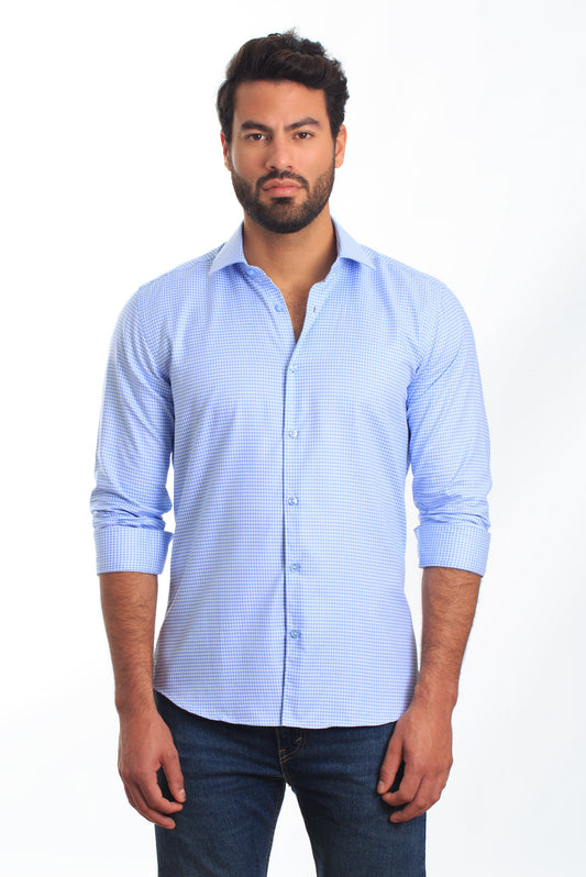 Light Blue Long Sleeve Shirt T-6853 Front