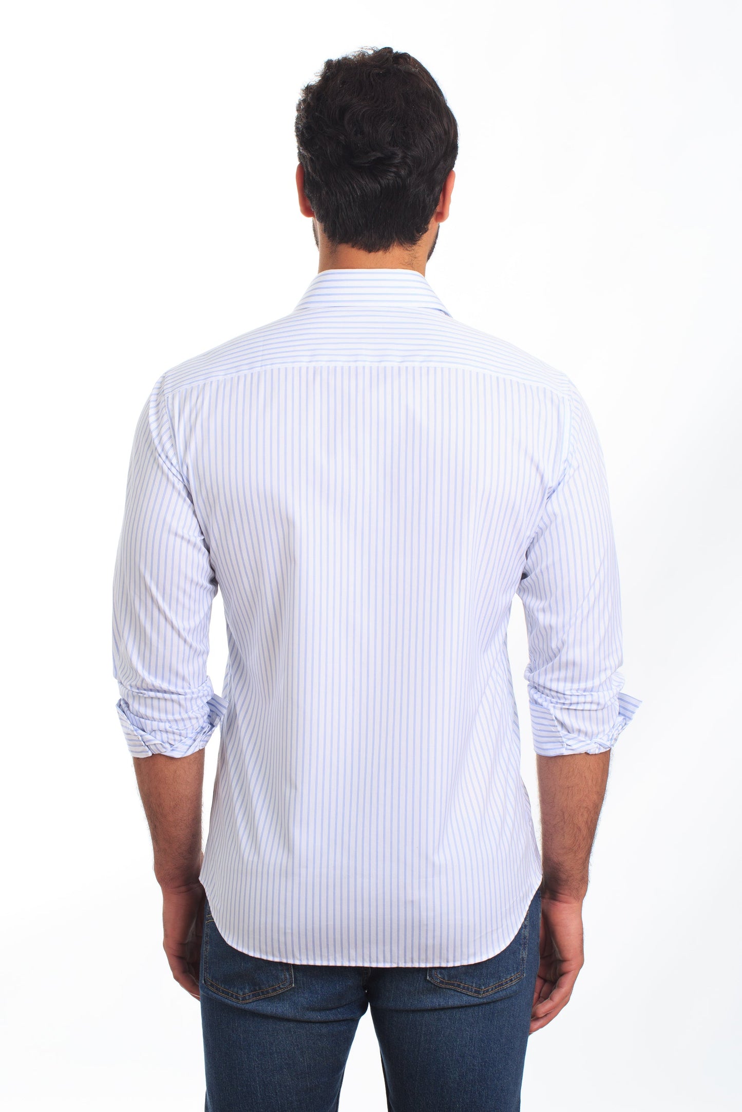 White Stripes Long Sleeve Shirt T-6854 Back