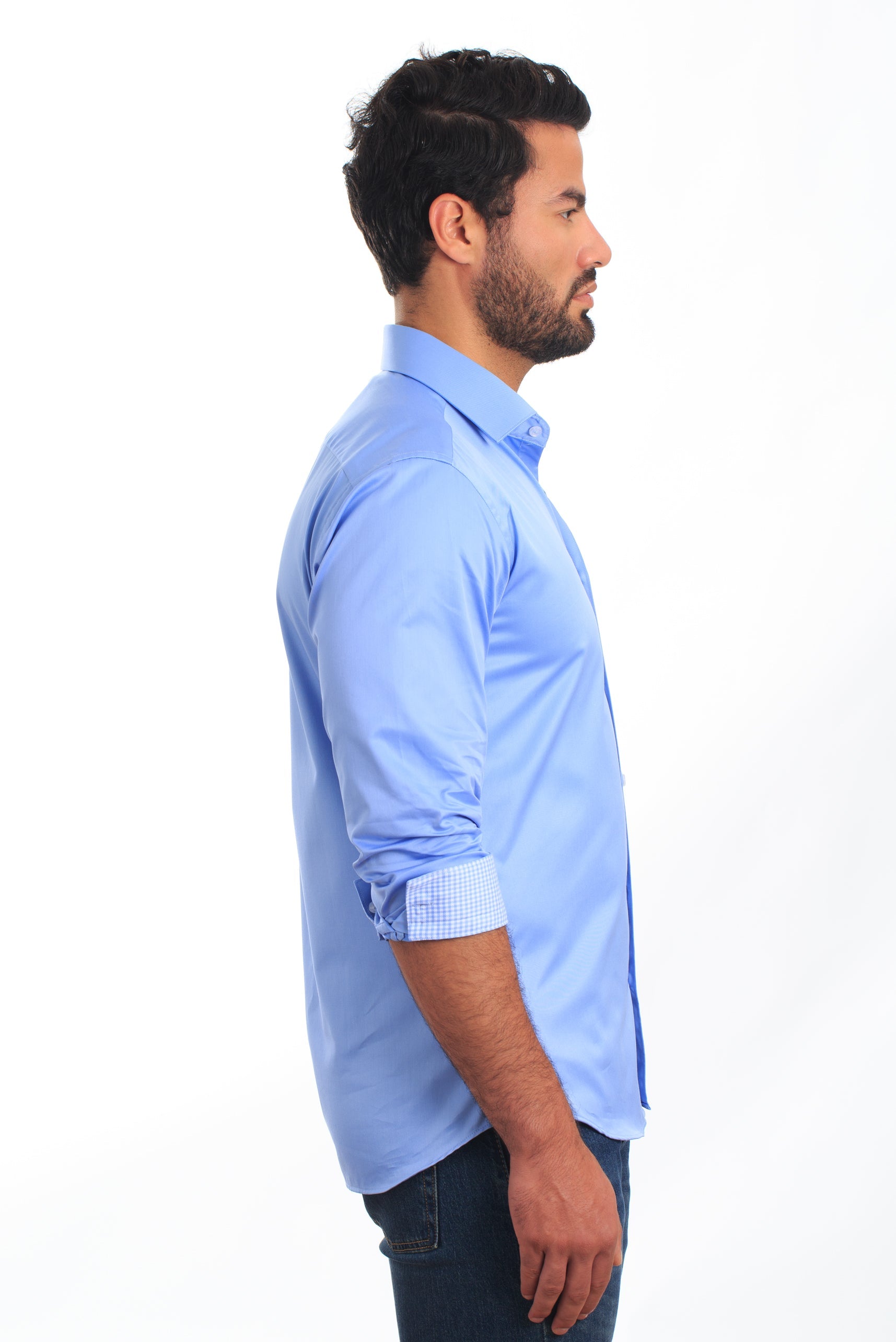 Blue Long Sleeve Shirt T-6855 Side