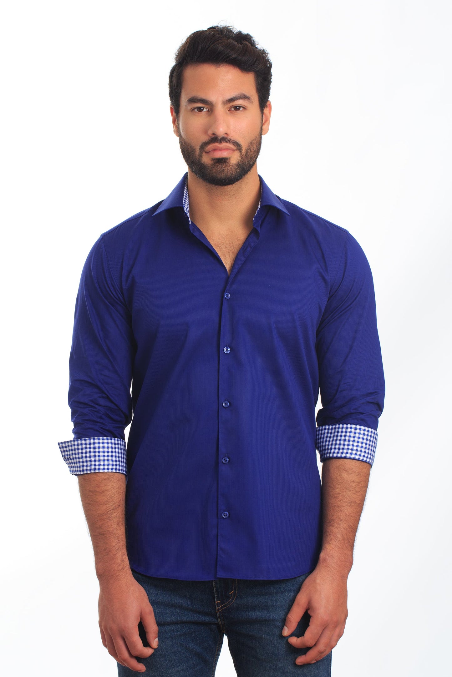 Blue Long Sleeve Shirt T-6861 Front