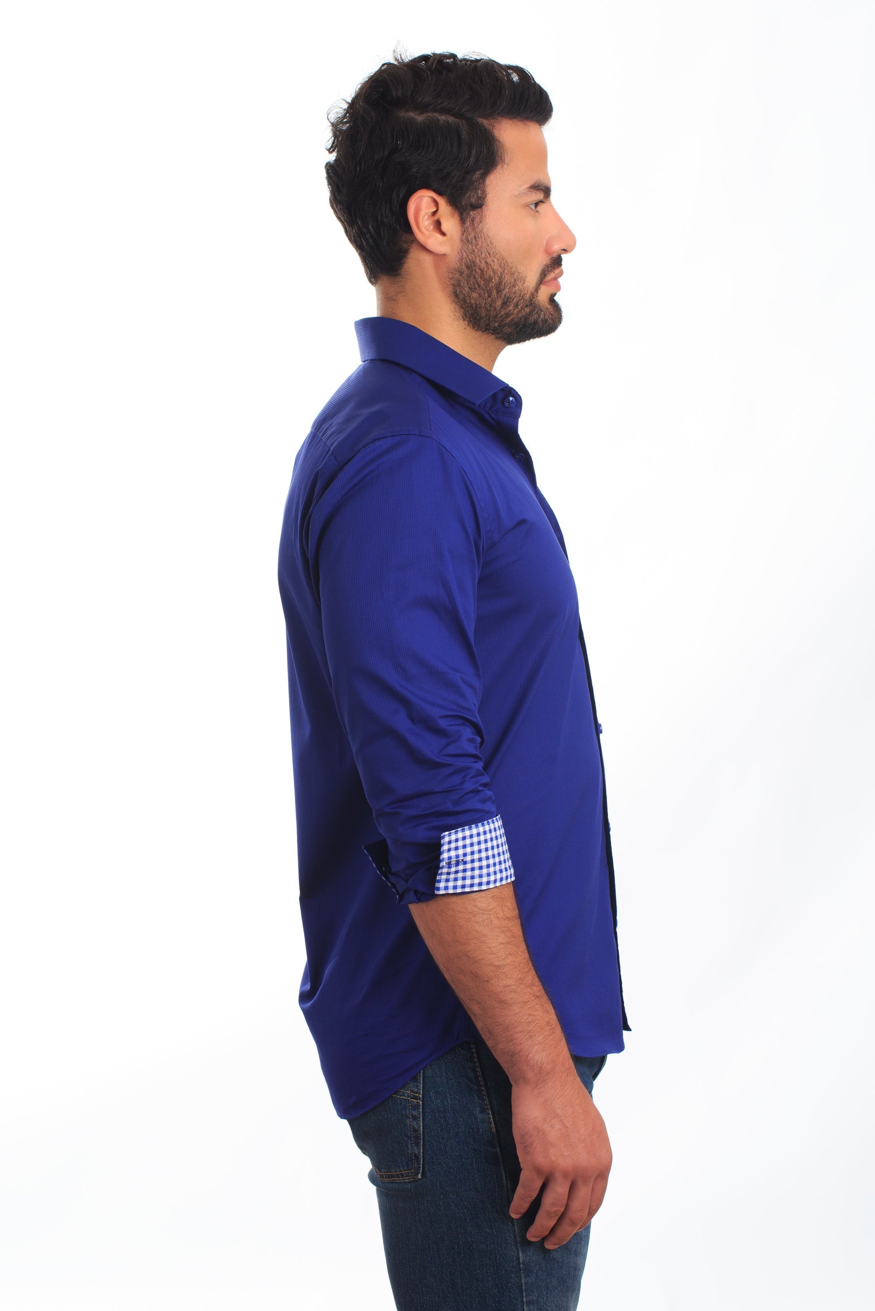 Blue Long Sleeve Shirt T-6861 Side