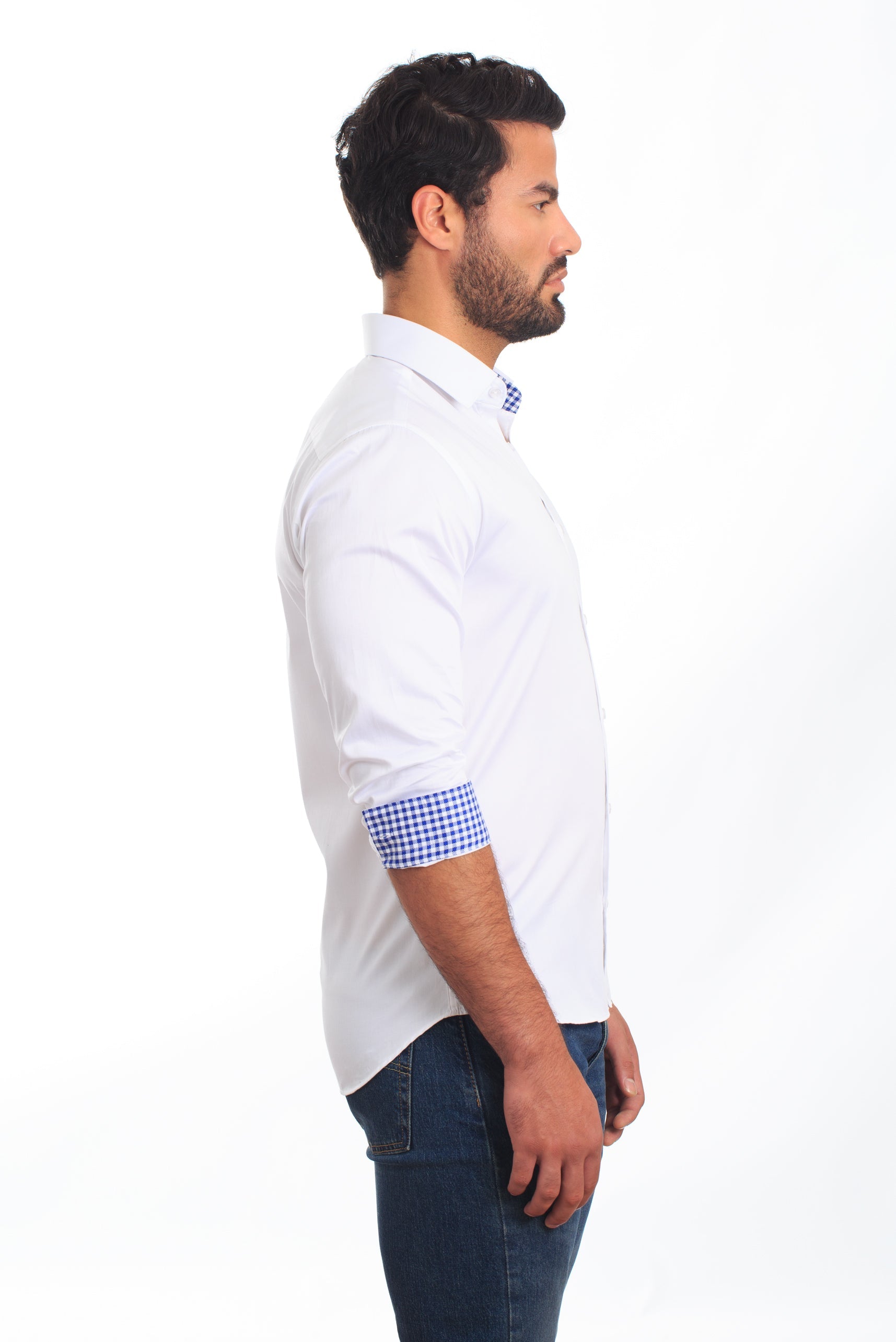 White Long Sleeve Shirt T-6862 Side
