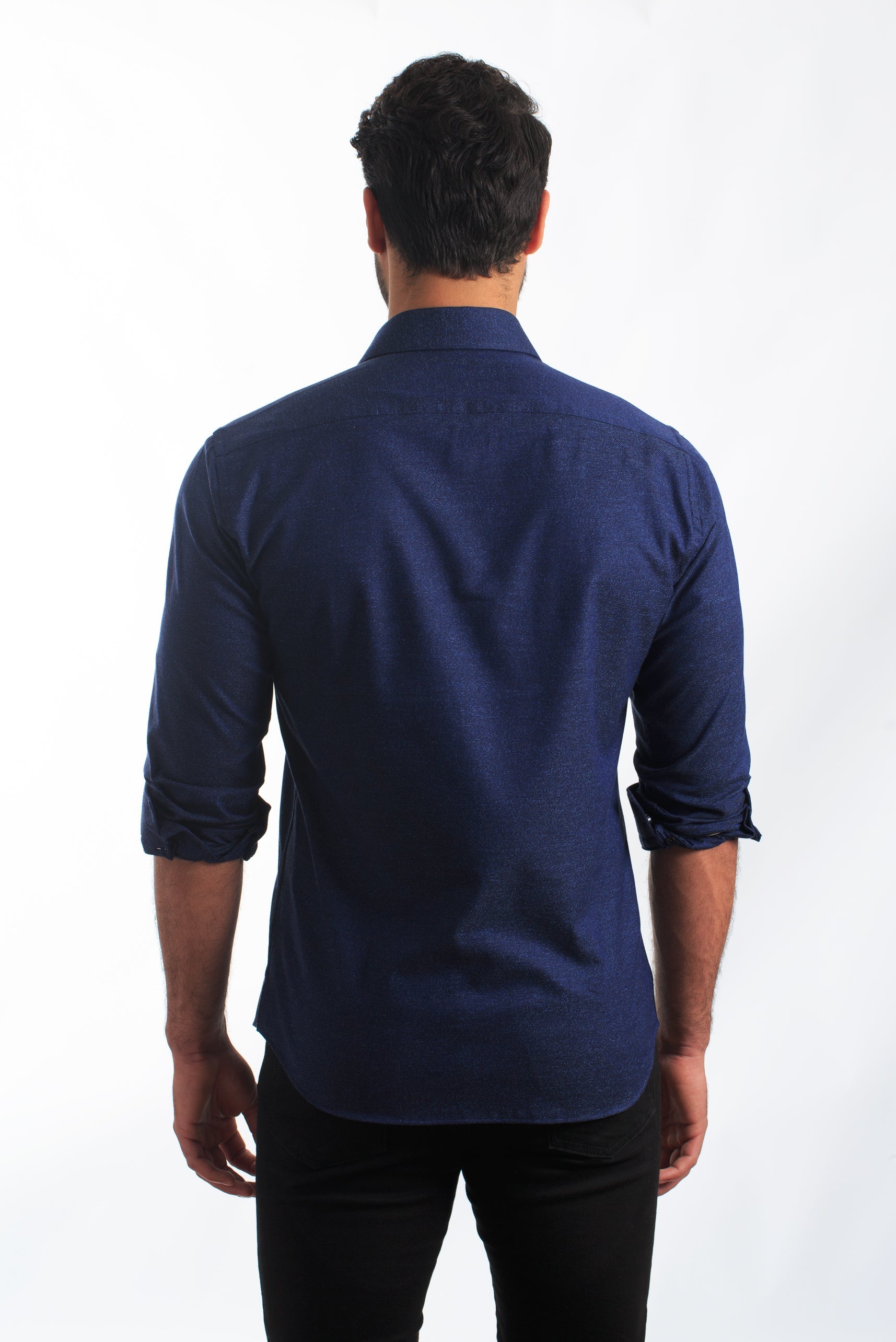 Dark Blue Long Sleeve Shirt T-6863 Back