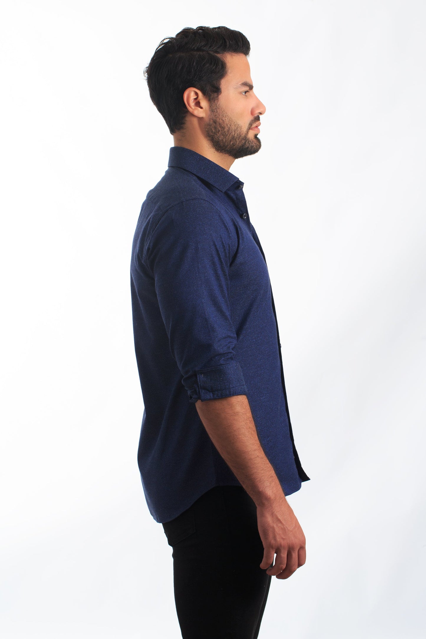 Dark Blue Long Sleeve Shirt T-6863 Side