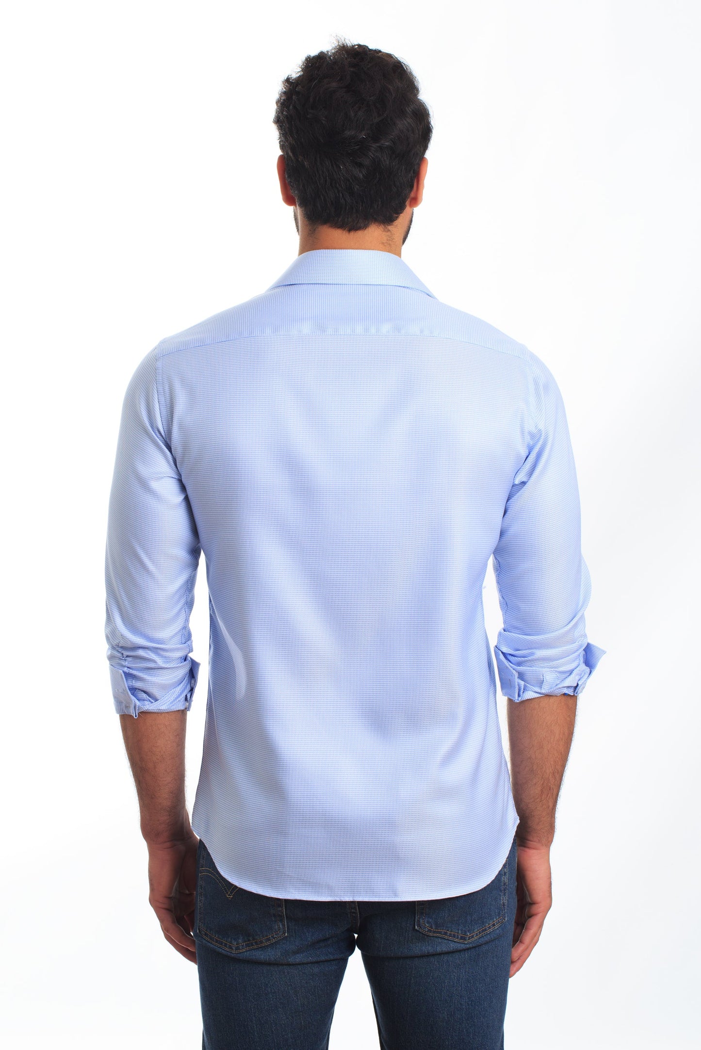 Blue + White Long Sleeve Shirt T-6866 Back
