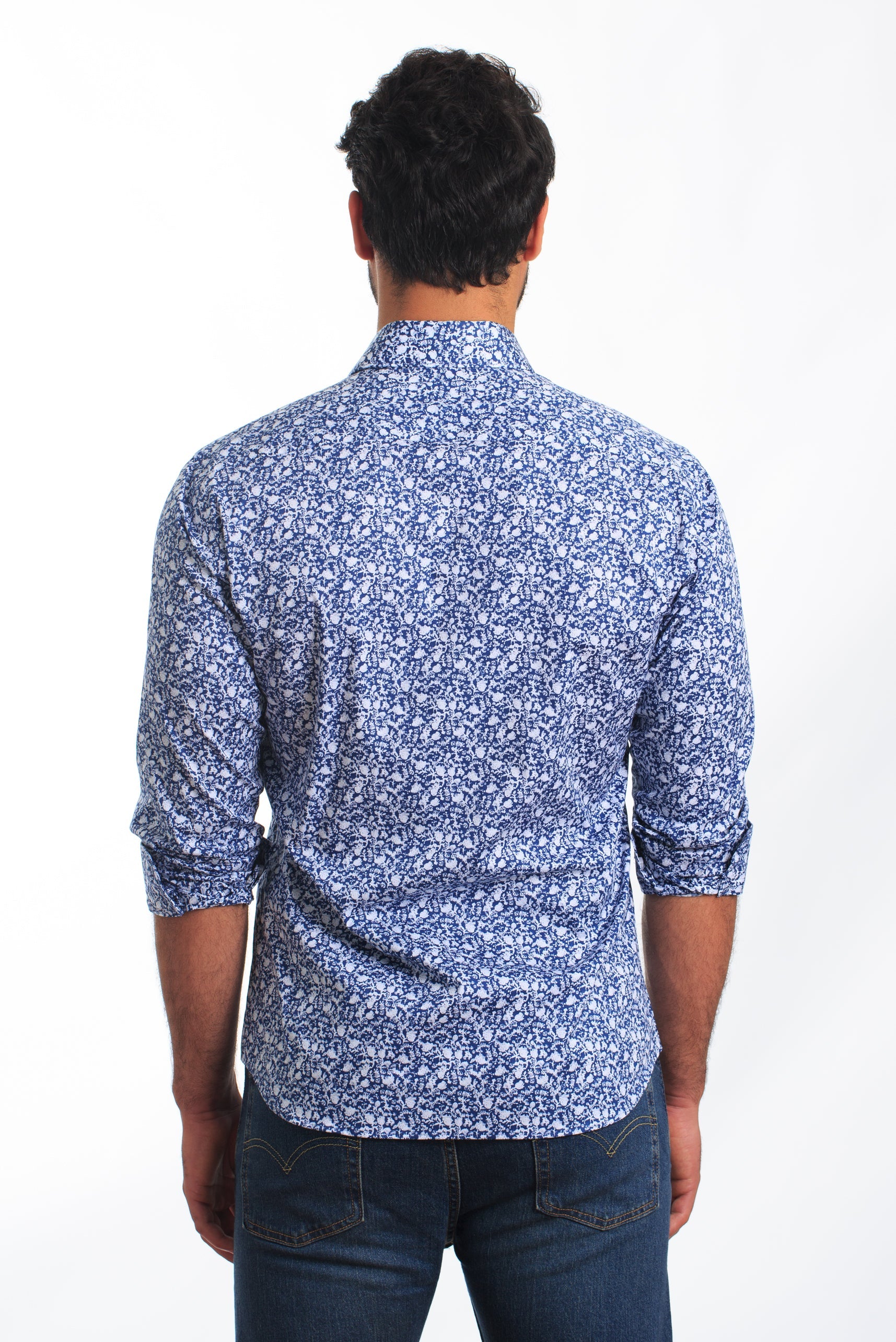 Blue Print Long Sleeve Shirt T-6867 Back