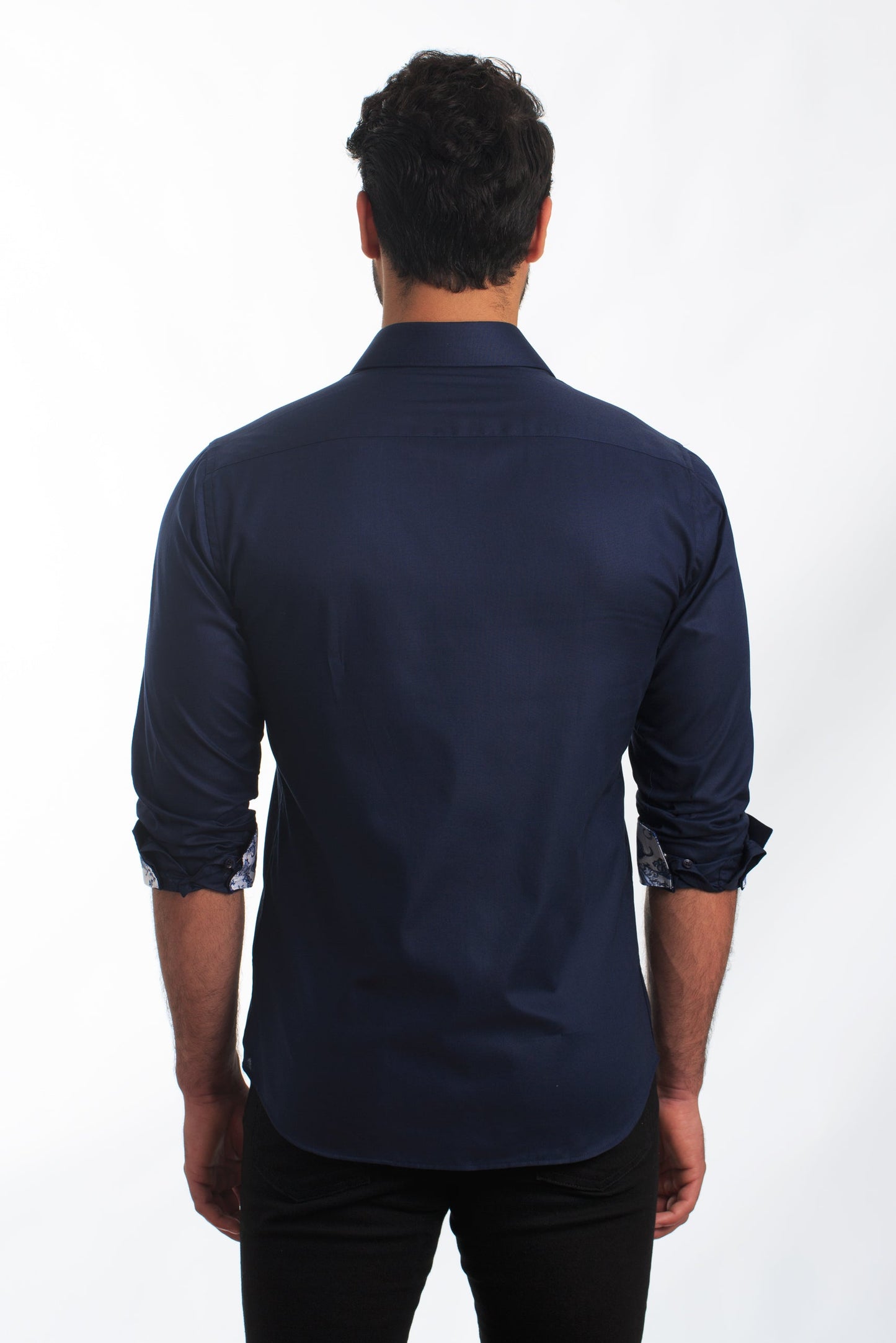 Navy Long Sleeve Shirt T-6869 Back