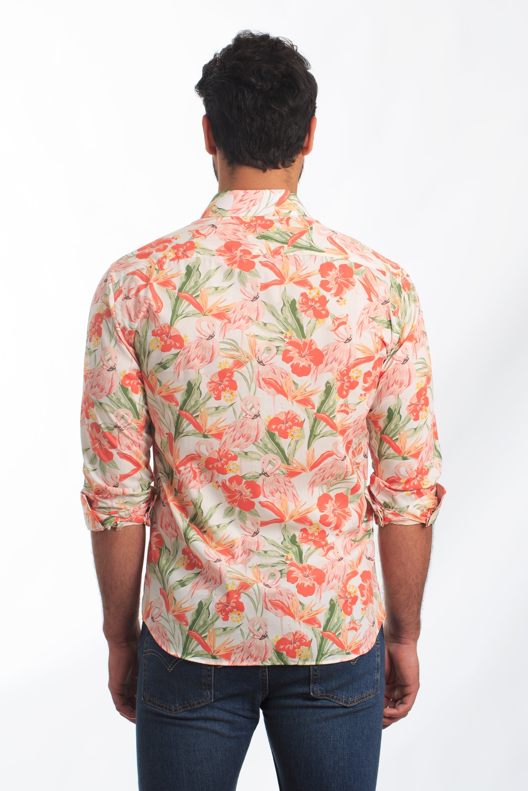 Pink Print Long Sleeve Shirt T-6870 Back