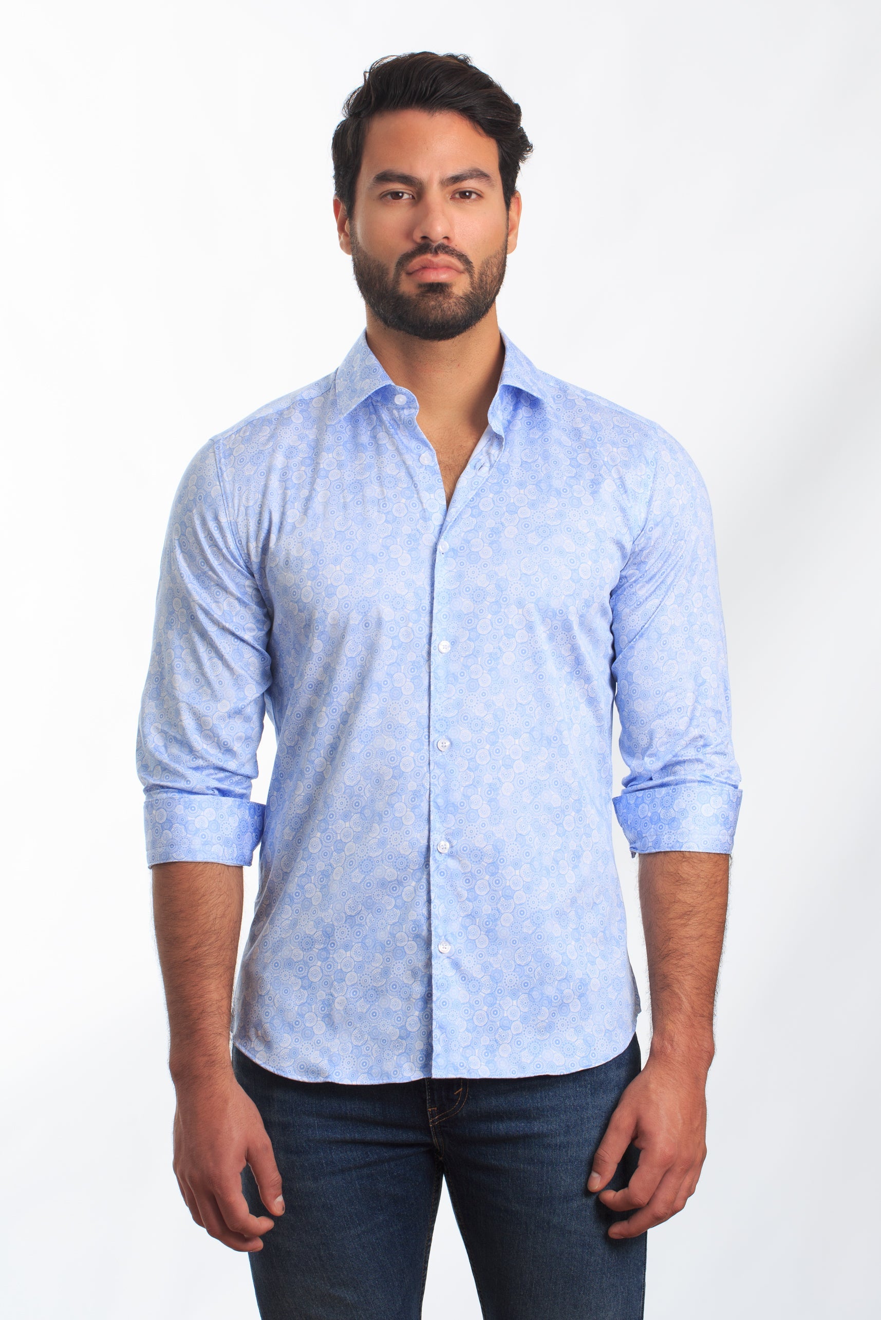 Baby Blue Long Sleeve Shirt T-6872 Front