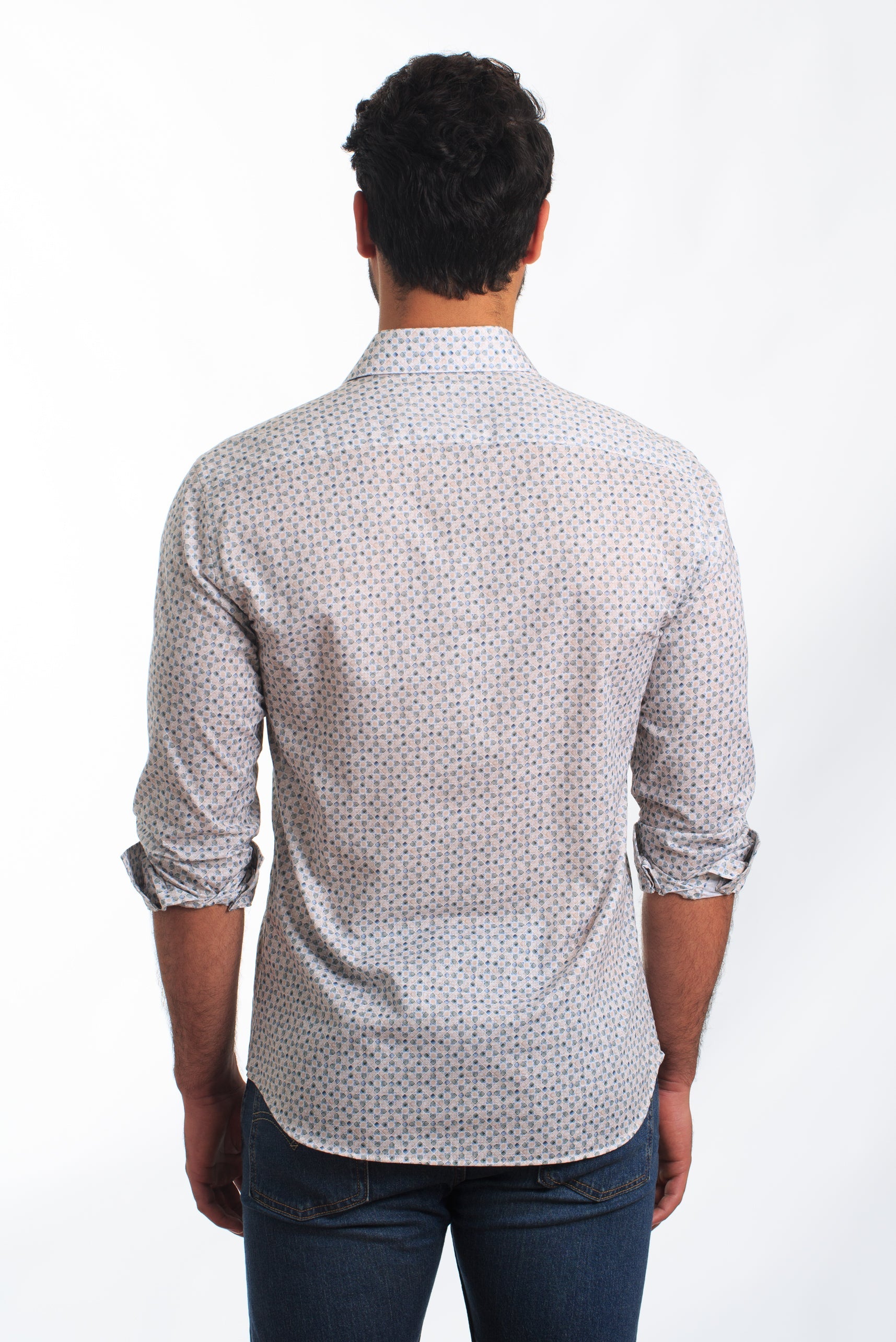Cream Boxes Long Sleeve Shirt T-6873 Back