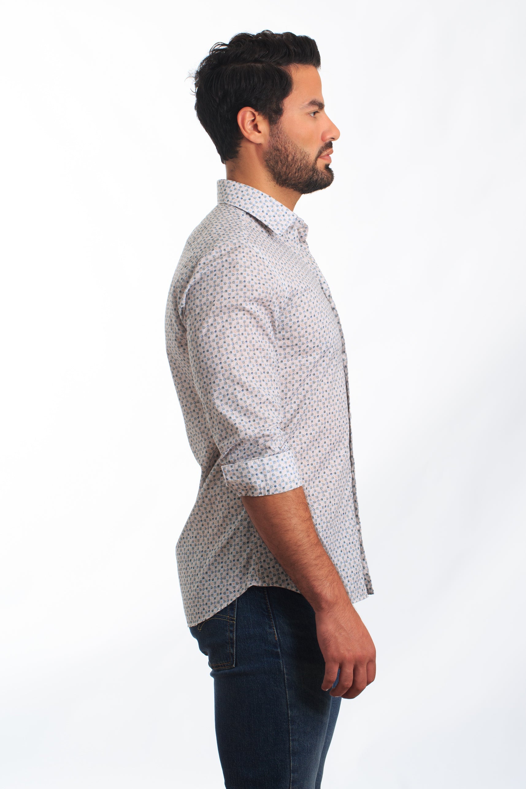 Cream Boxes Long Sleeve Shirt T-6873 Side