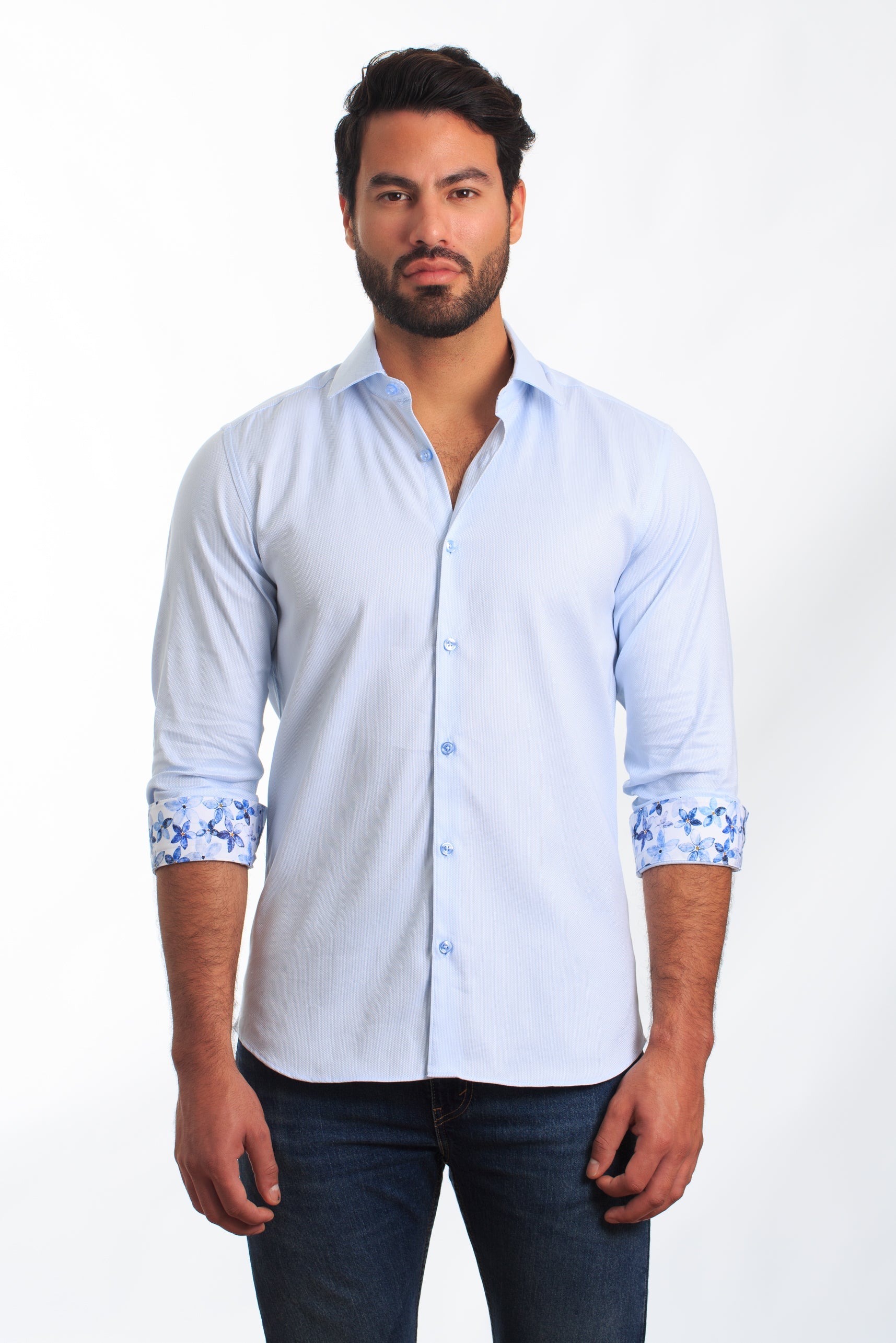 Light Blue Long Sleeve Shirt T-6875 Front