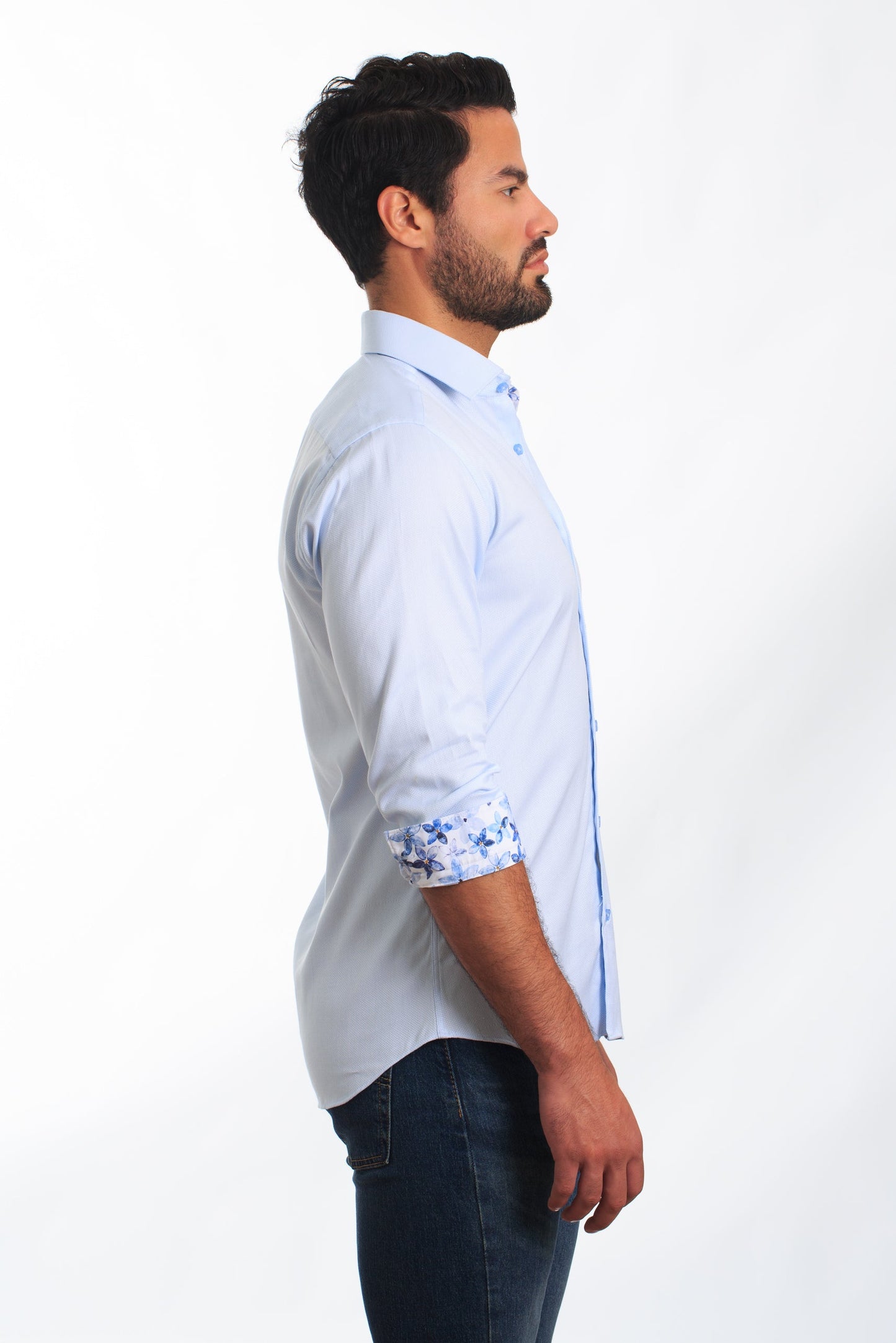Light Blue Long Sleeve Shirt T-6875 Side