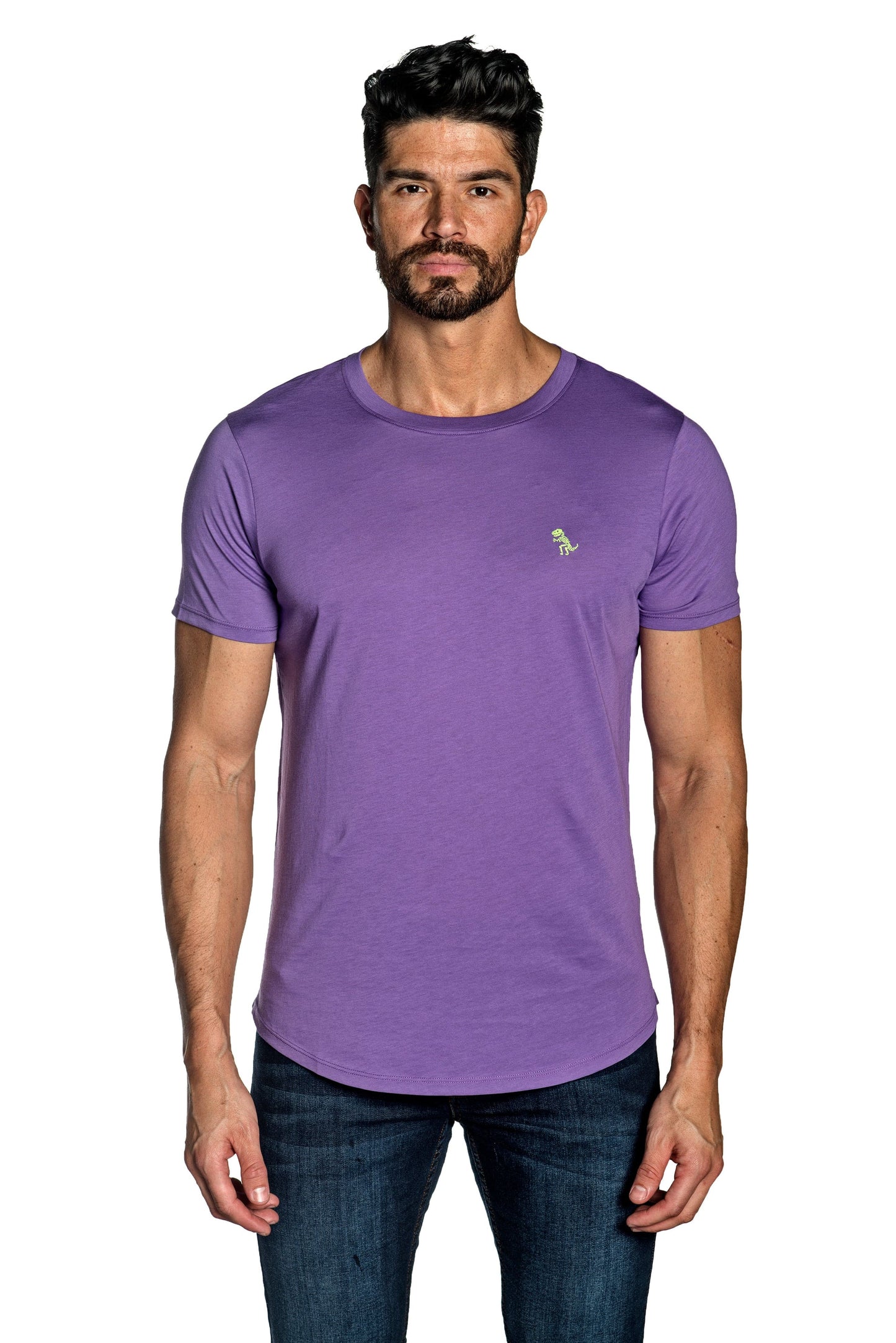 Purple Mens Tee With Dinosaur Embroidery TEE-14.