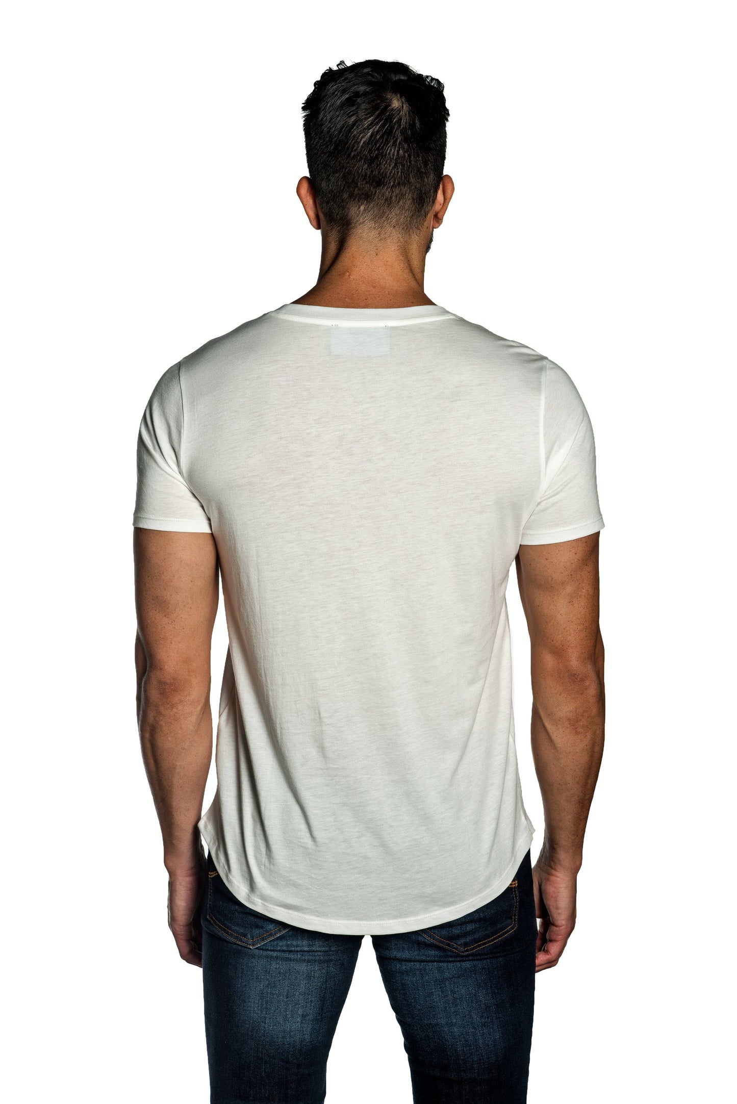 White Mens Tee With Star Embroidery TEE-27.