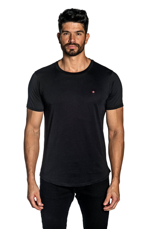Black Mens Tee With Star Embroidery TEE-29.