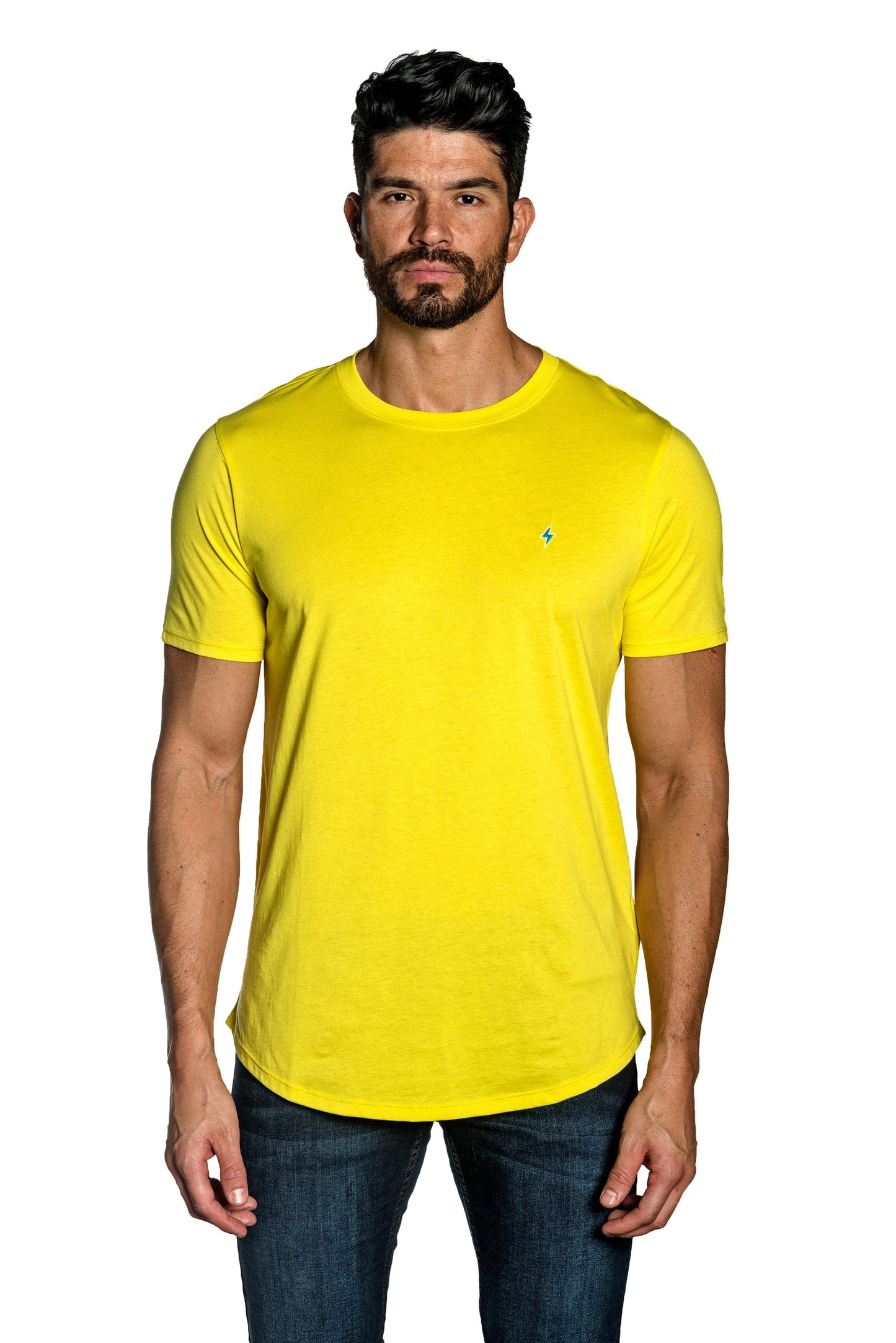 Yellow Mens Tee With Lightning Embroidery TEE-30.