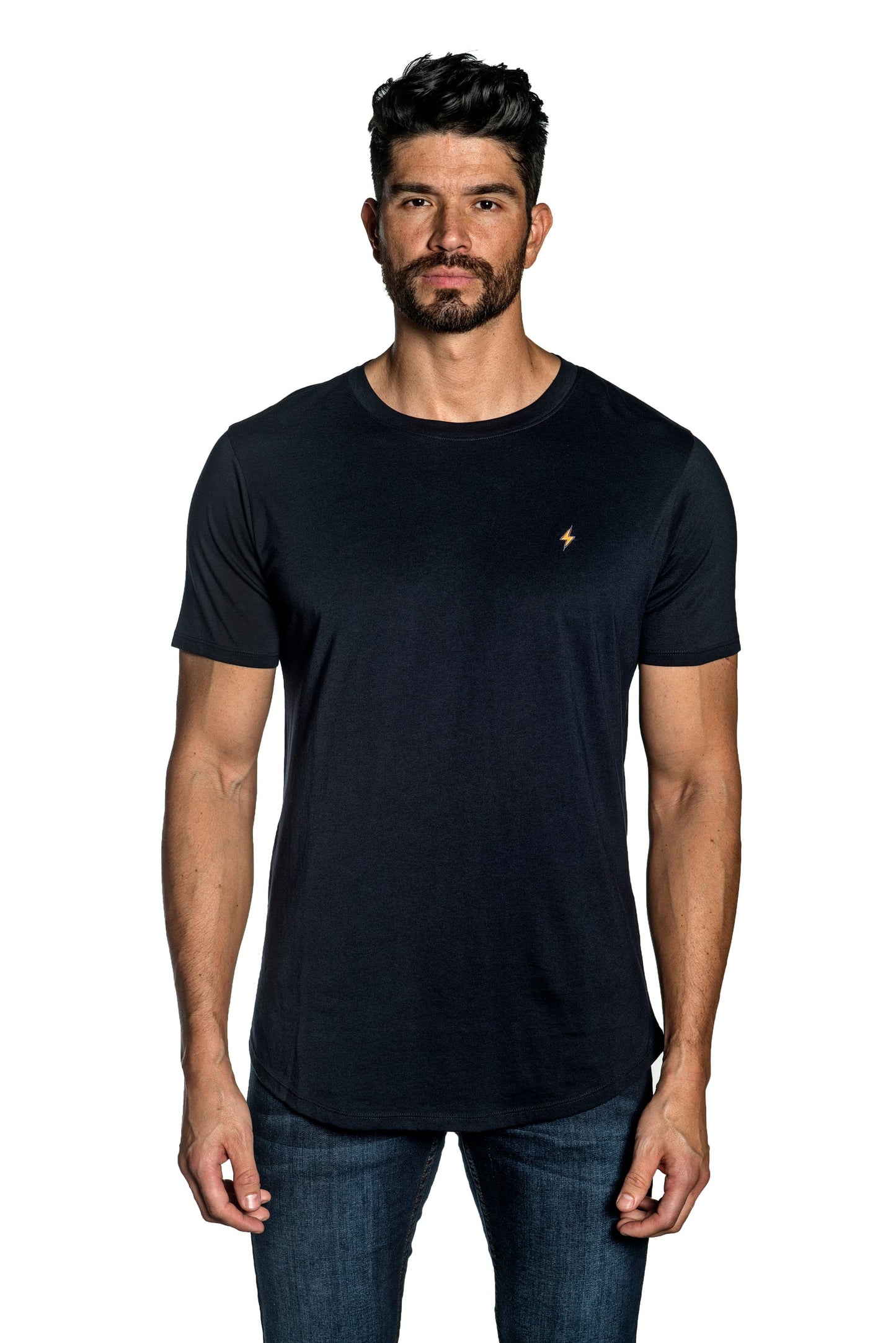 Navy Blue Mens Tee With Lightning Embroidery TEE-36.