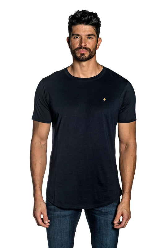 Navy Blue Mens Tee With Lightning Embroidery TEE-36.