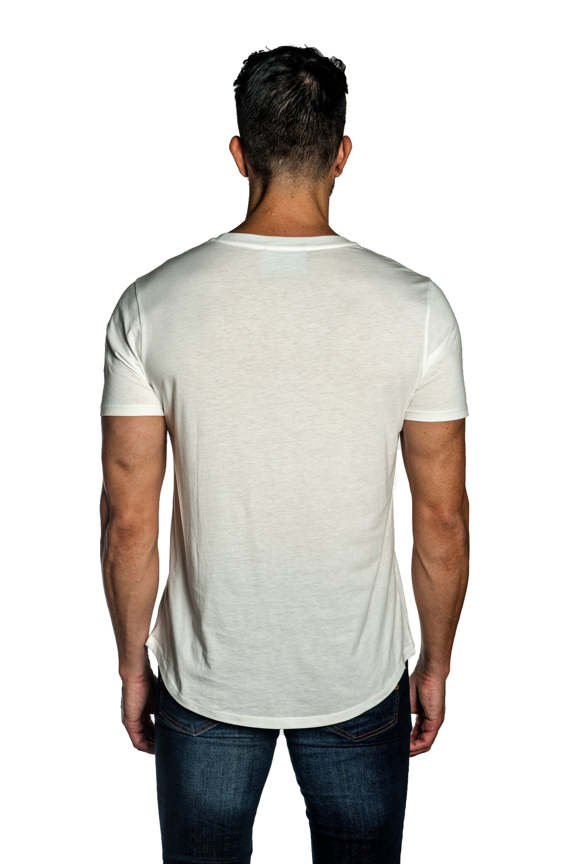 White Mens Tee With Lightning Embroidery TEE-37.