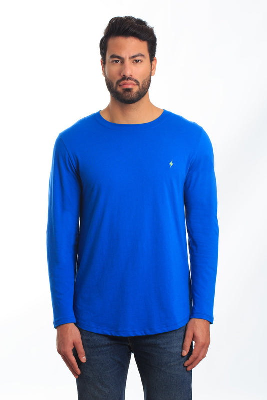 Blue Long Sleeve T-Shirt TEL-113 Front