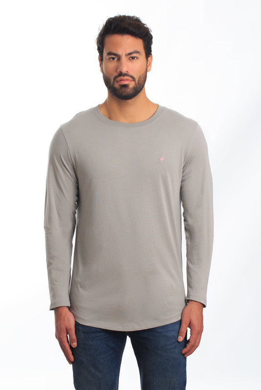 Grey Long Sleeve T-Shirt TEL-114 Front