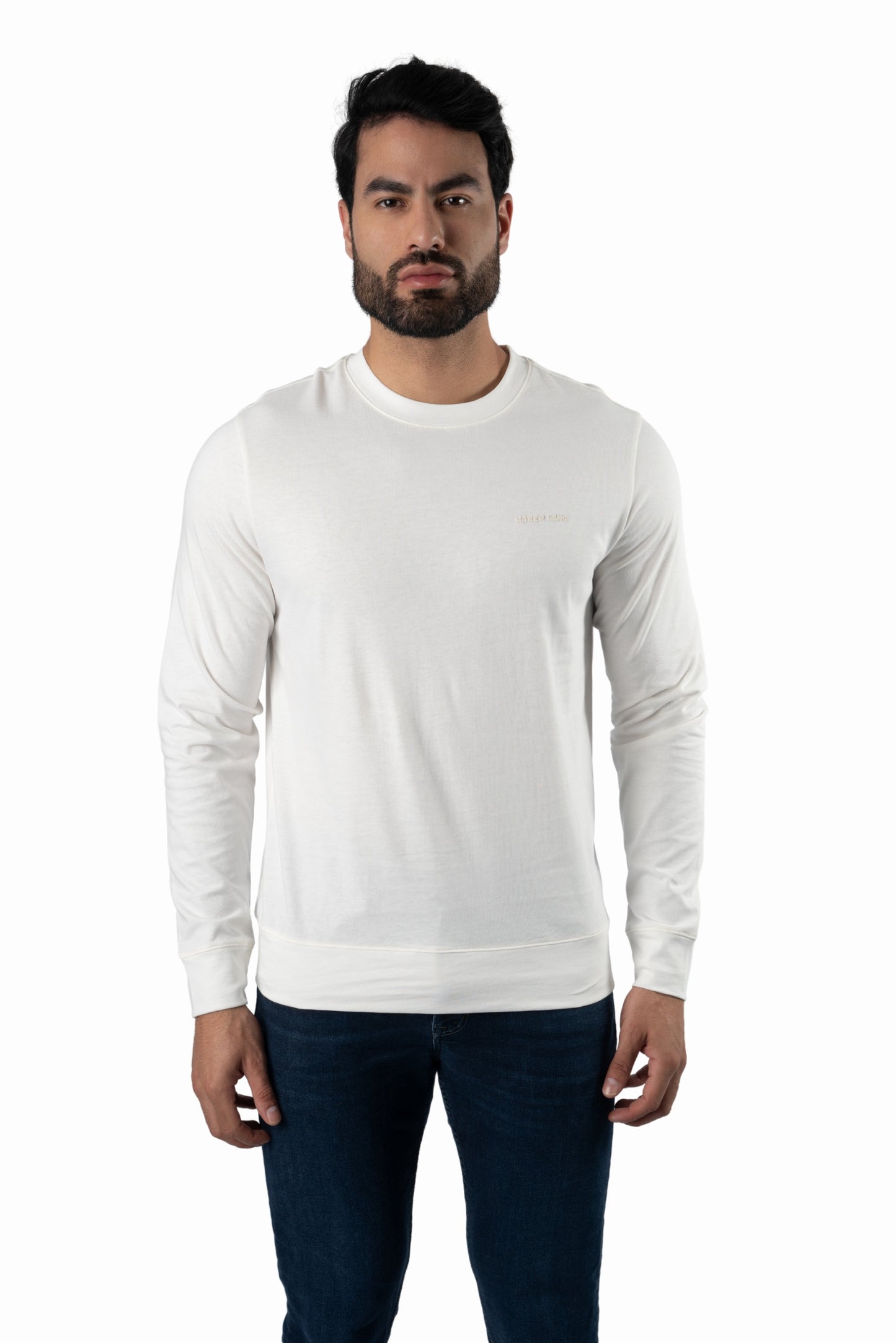 Cream Long Sleeve Crewneck CR-9243 Front