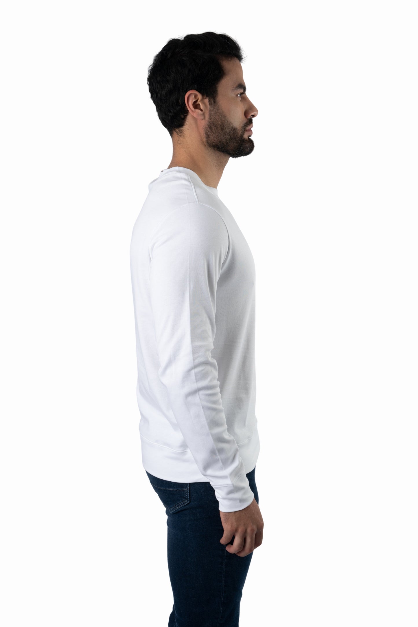 Grey Long Sleeve Crewneck CR-9246 Side