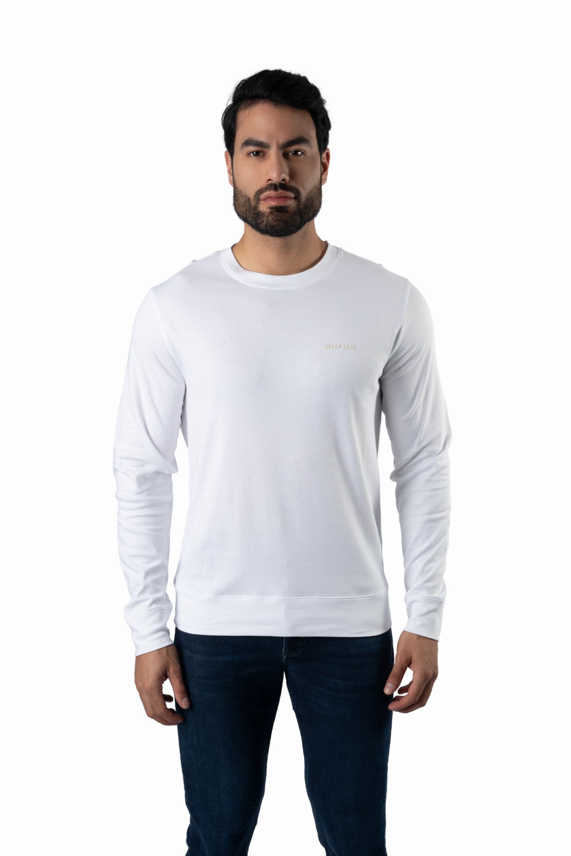 Grey Long Sleeve Crewneck CR-9246 Front