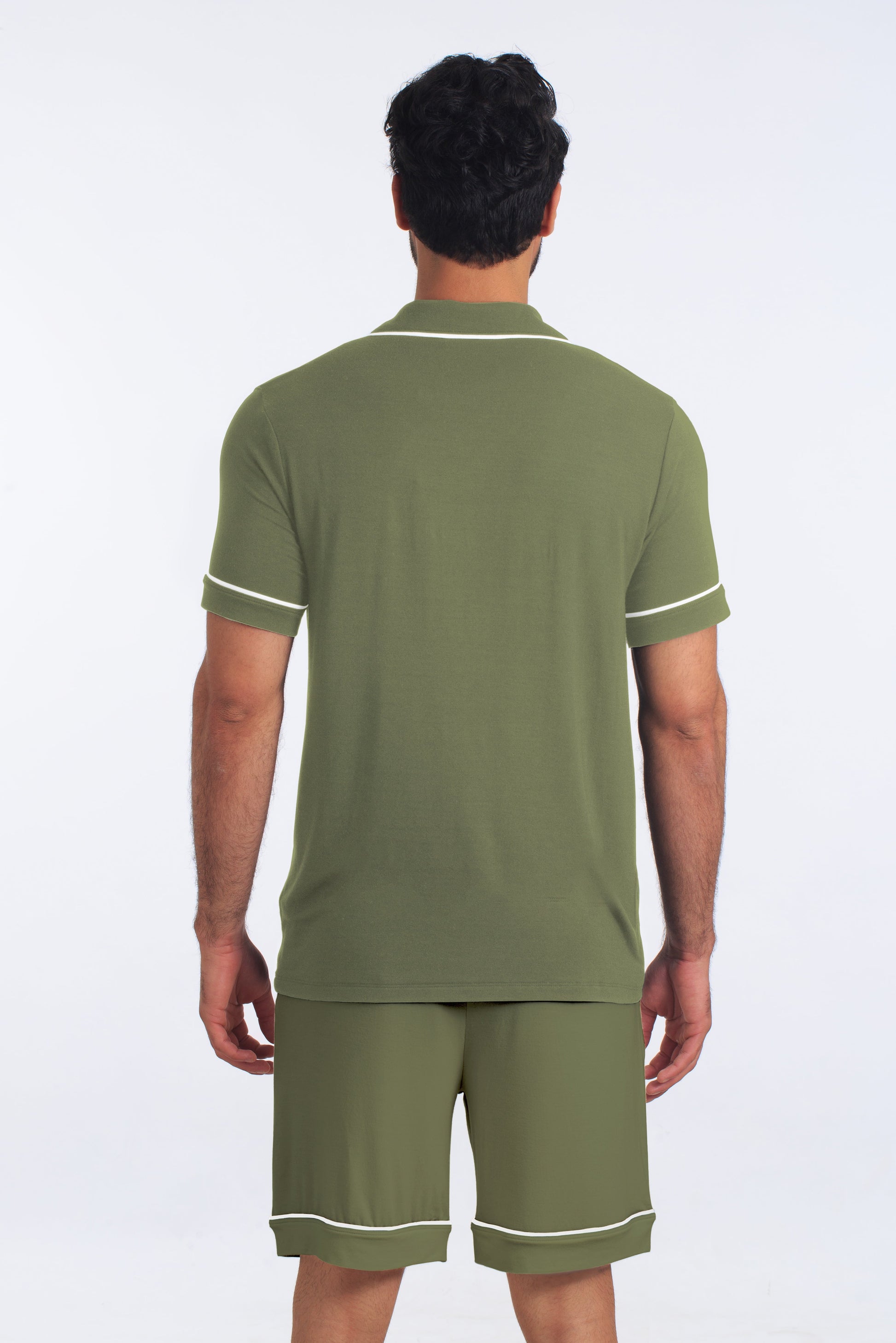 Loden Green PJ Boyfriend Set (Shirt + Short) JBFSH4115 Back