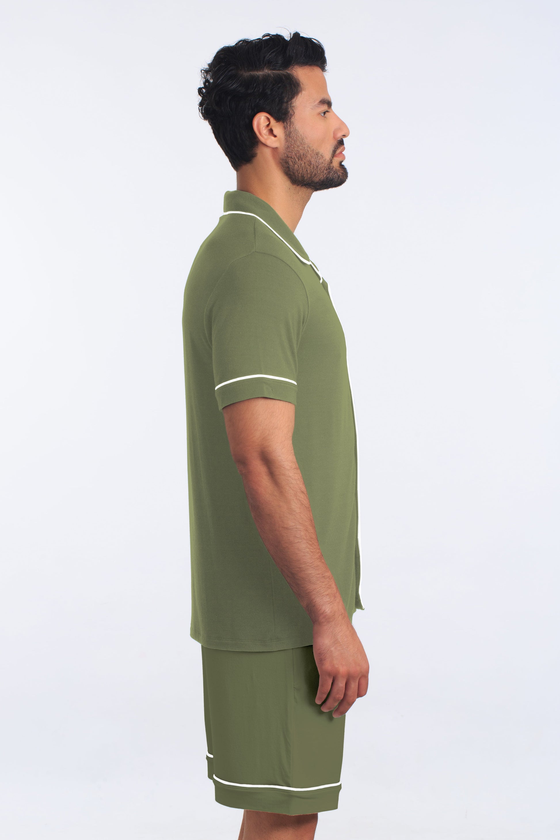 Loden Green PJ Boyfriend Set (Shirt + Short) JBFSH4115 Side