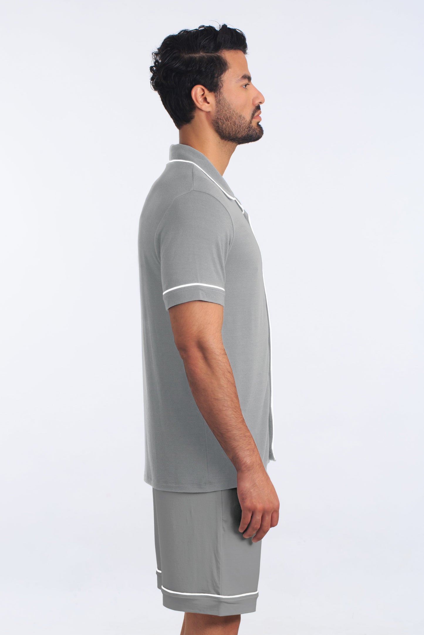 Ultimate Grey PJ Boyfriend Set (Shirt + Short) JBFSH4116 Side