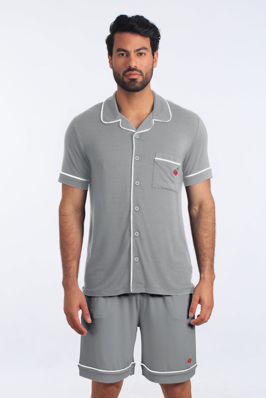 Ultimate Grey PJ Boyfriend Set (Shirt + Short) JBFSH4116 Front