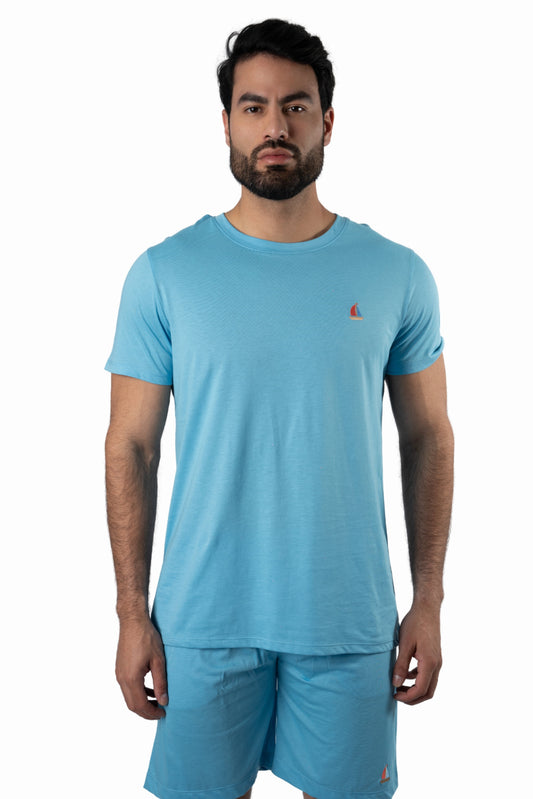 Light Blue PJ Set (Tee + Short) JSH-9231 Front