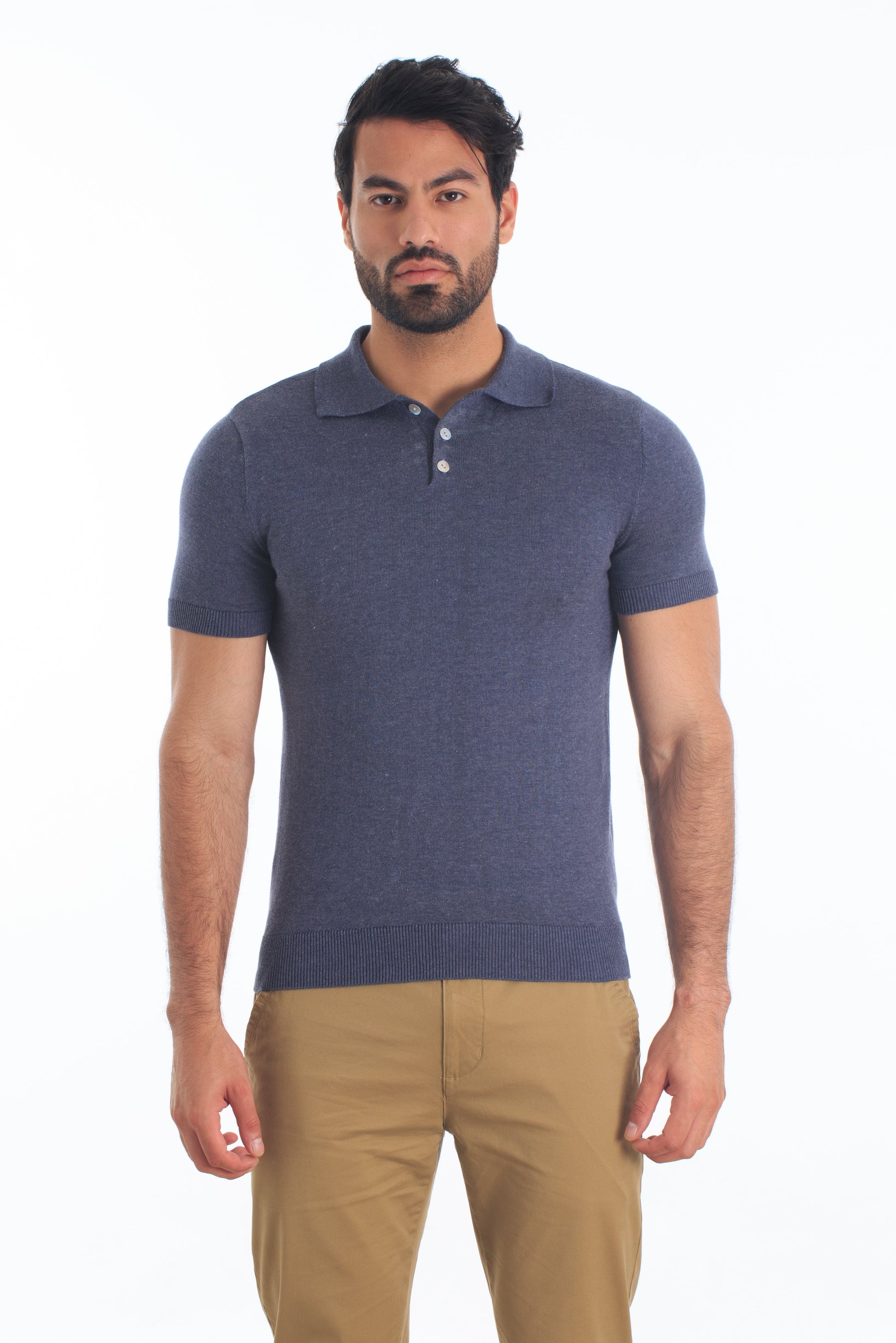 Dark Navy Yarn Polo PK-3201 Front