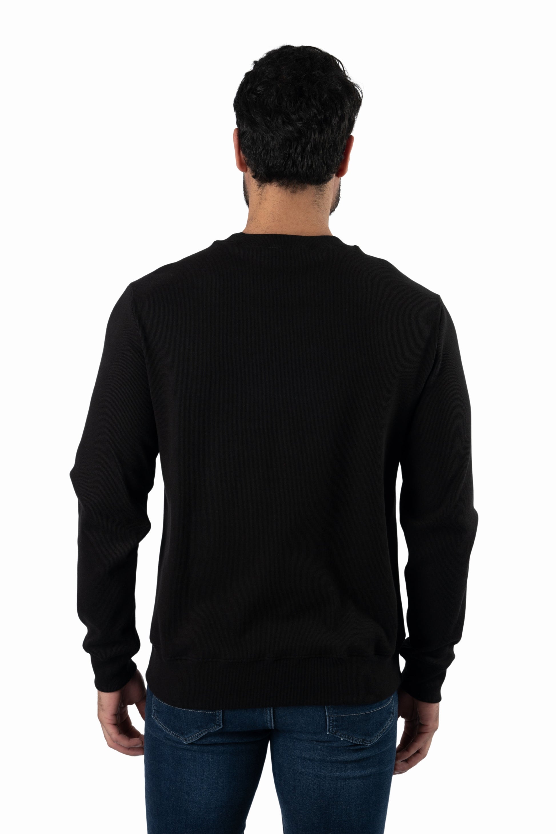 Black Long Sleeve Crewneck RCR-9255 Back