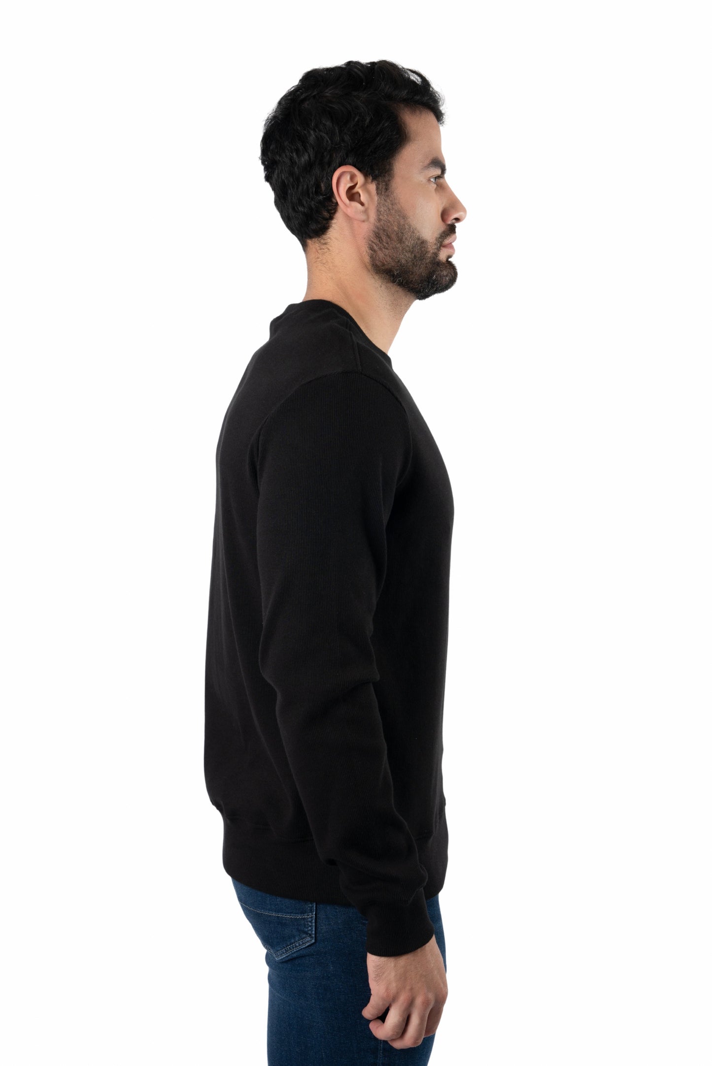 Black Long Sleeve Crewneck RCR-9255 Side