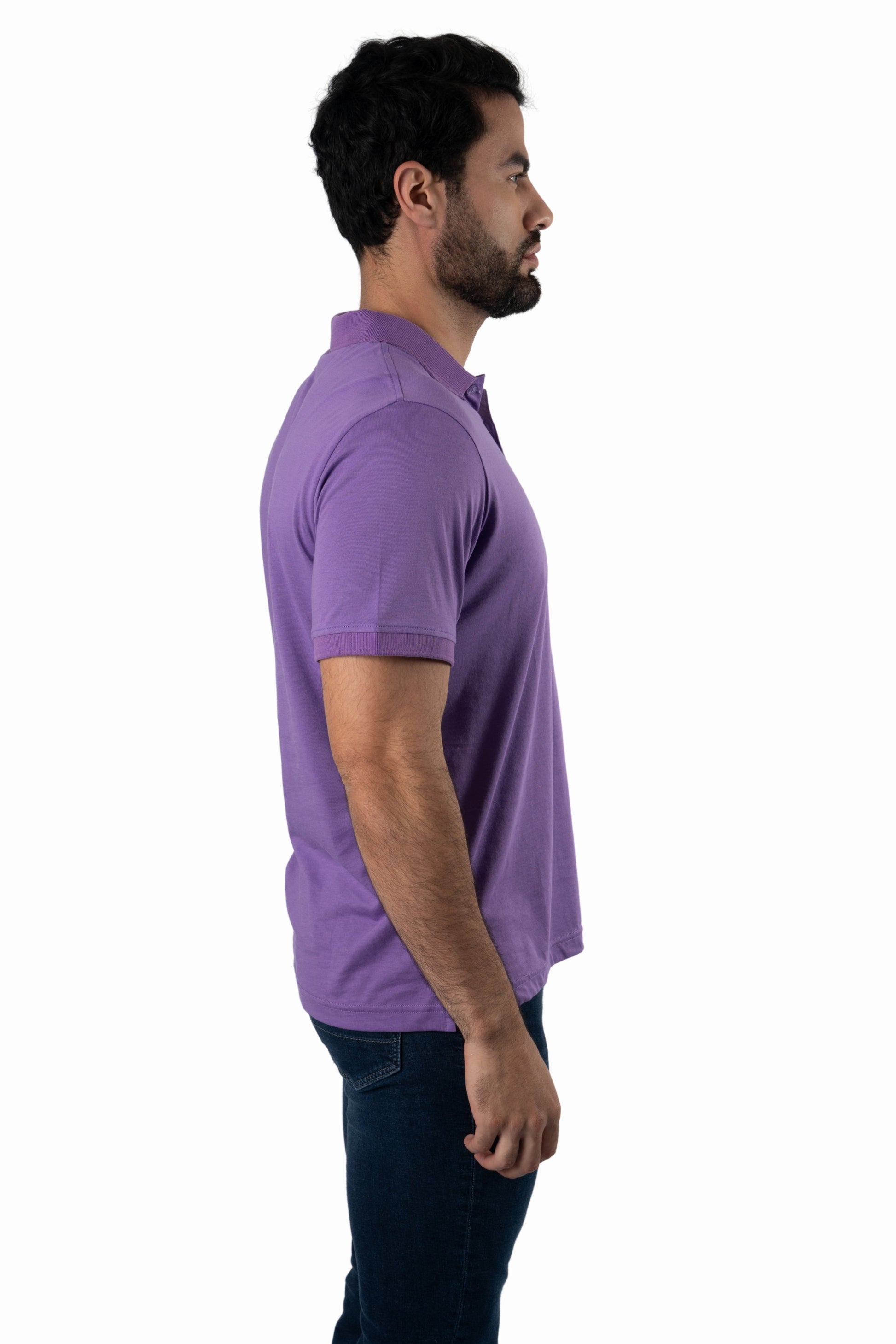 Purple Short Sleeve Polo TEE-9237 Side