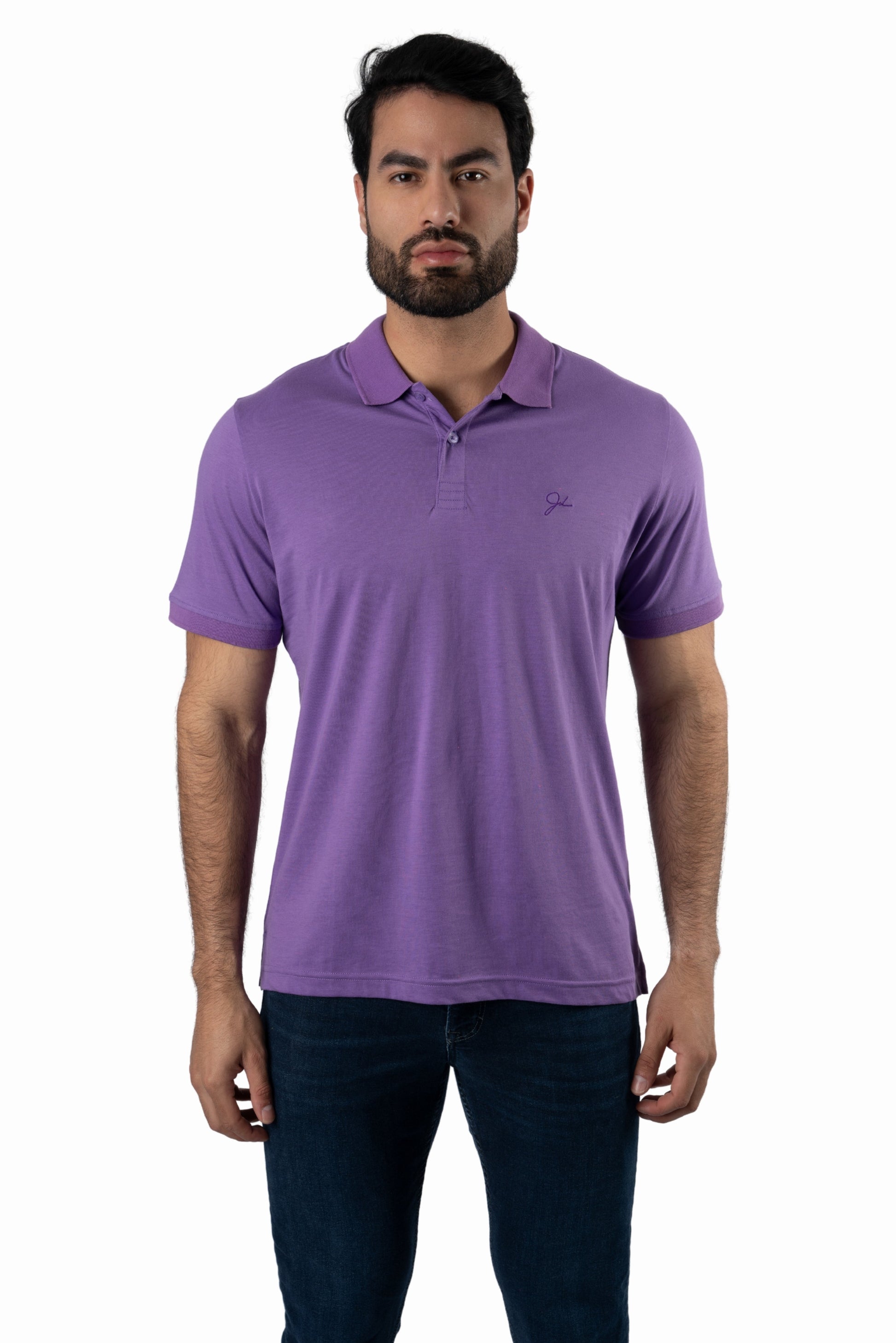 Purple Short Sleeve Polo TEE-9237 Front