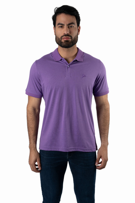 Purple Short Sleeve Polo TEE-9237 Front