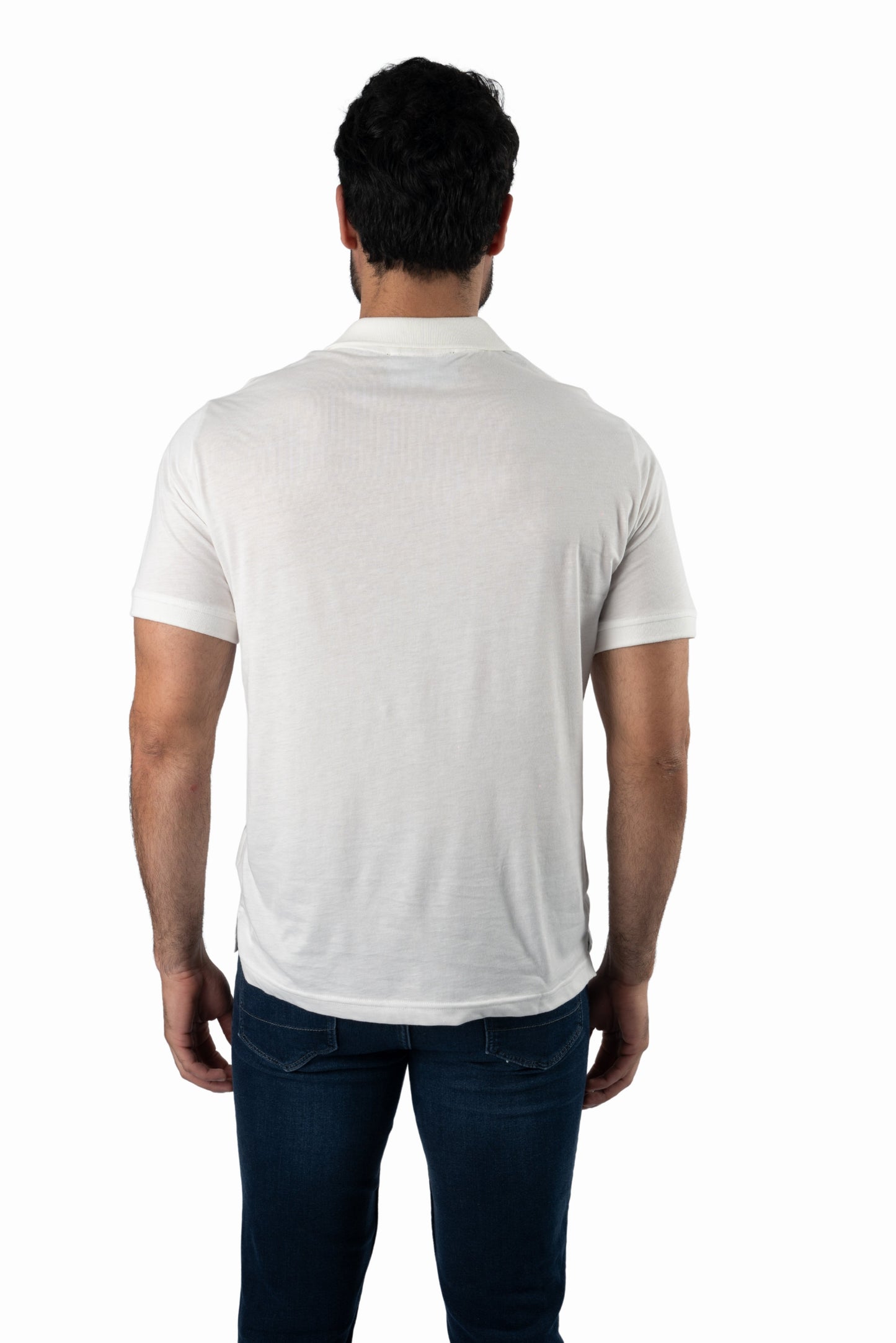 White Short Sleeve Polo TEE-9238 Back