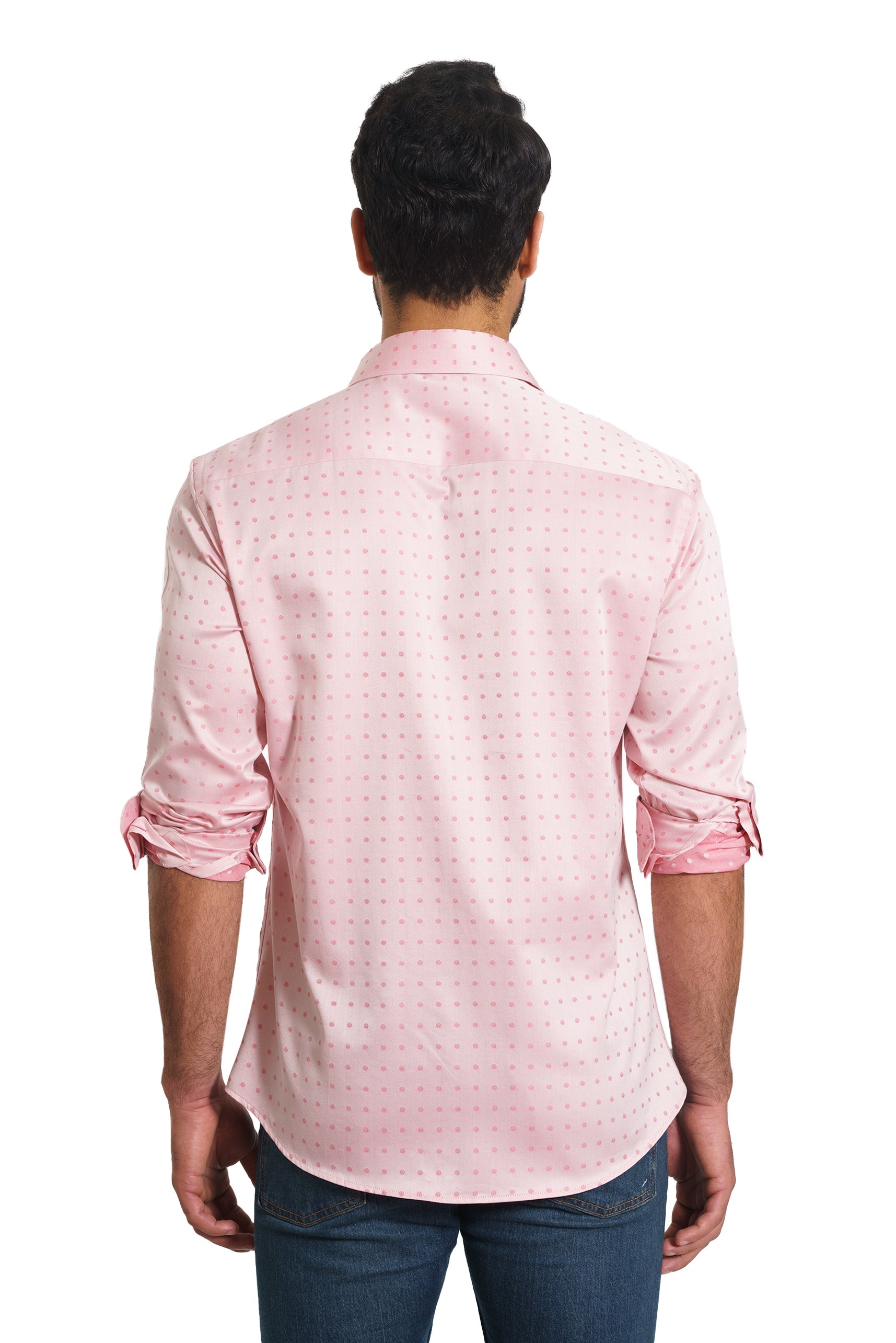 Jared Lang Mens Long Sleeve Shirt, Salmon, Small, Cotton Jared Lang Mens Long Sleeve Shirt, Salmon, Small, Cotton
