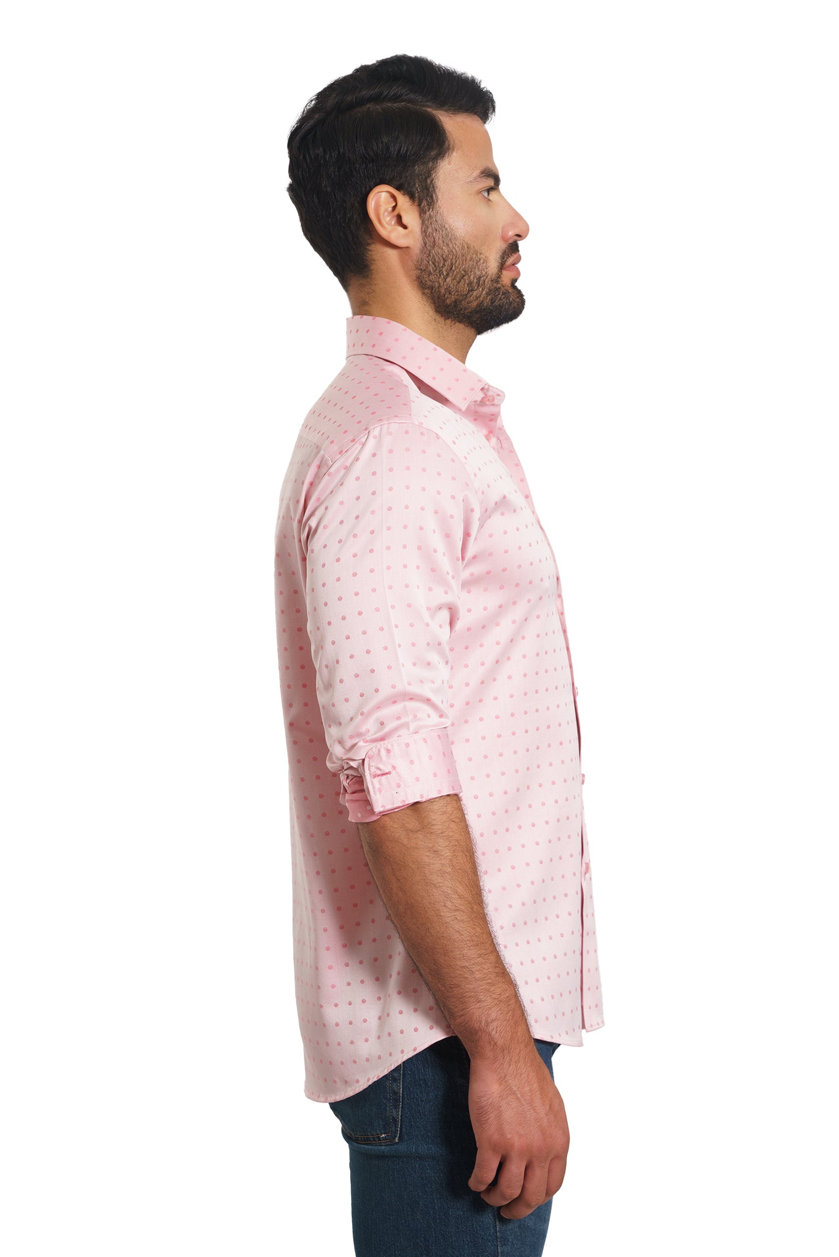 Jared Lang Mens Long Sleeve Shirt, Salmon, Small, Cotton Jared Lang Mens Long Sleeve Shirt, Salmon, Small, Cotton