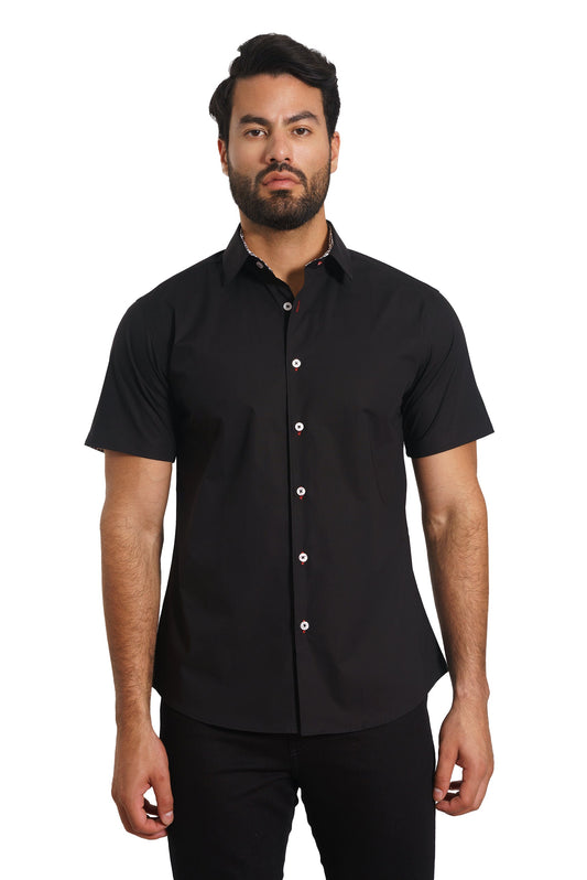 Black Short Sleeve Shirt TH-2870SS Front