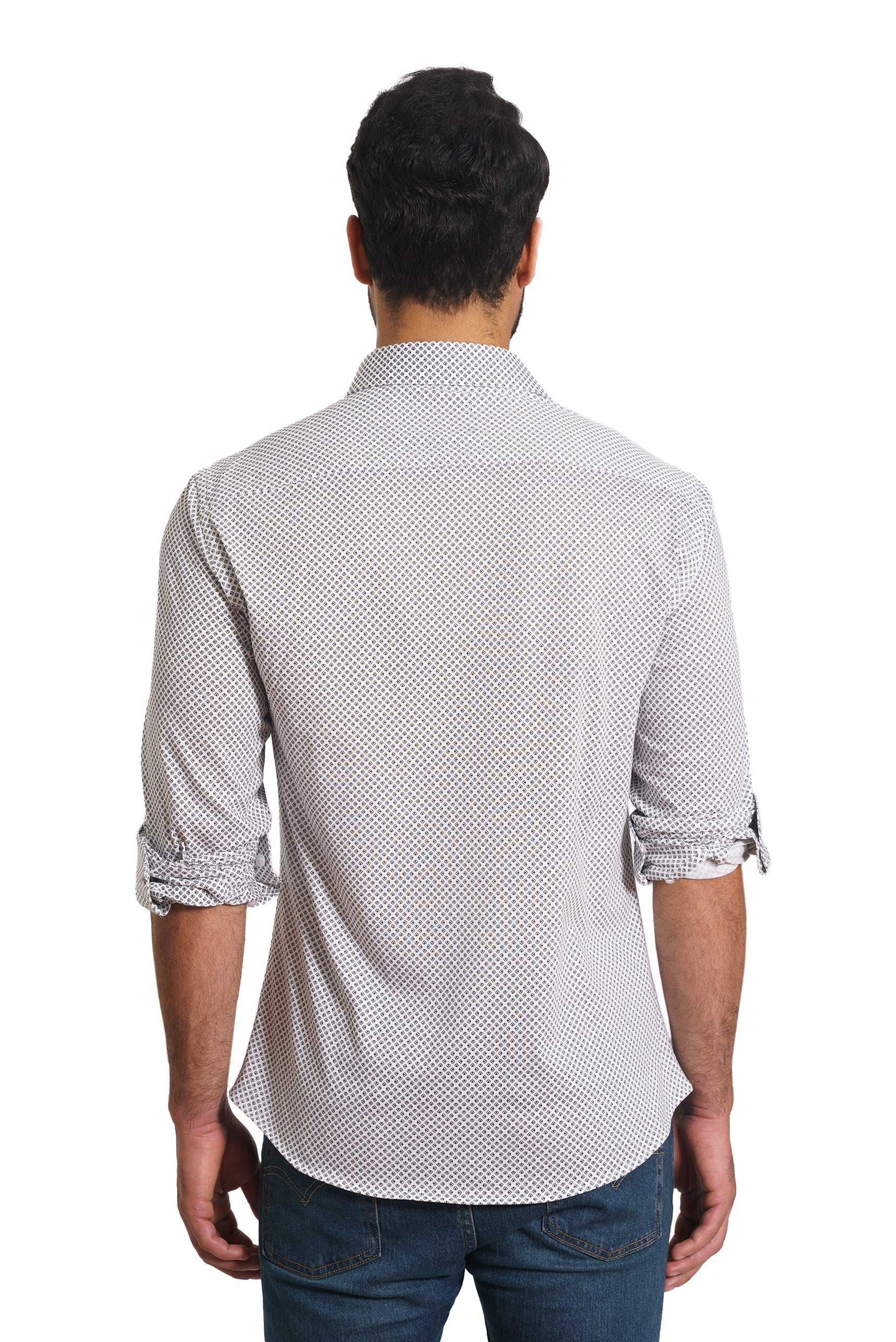White Print Long Sleeve Shirt TH-2873 Back