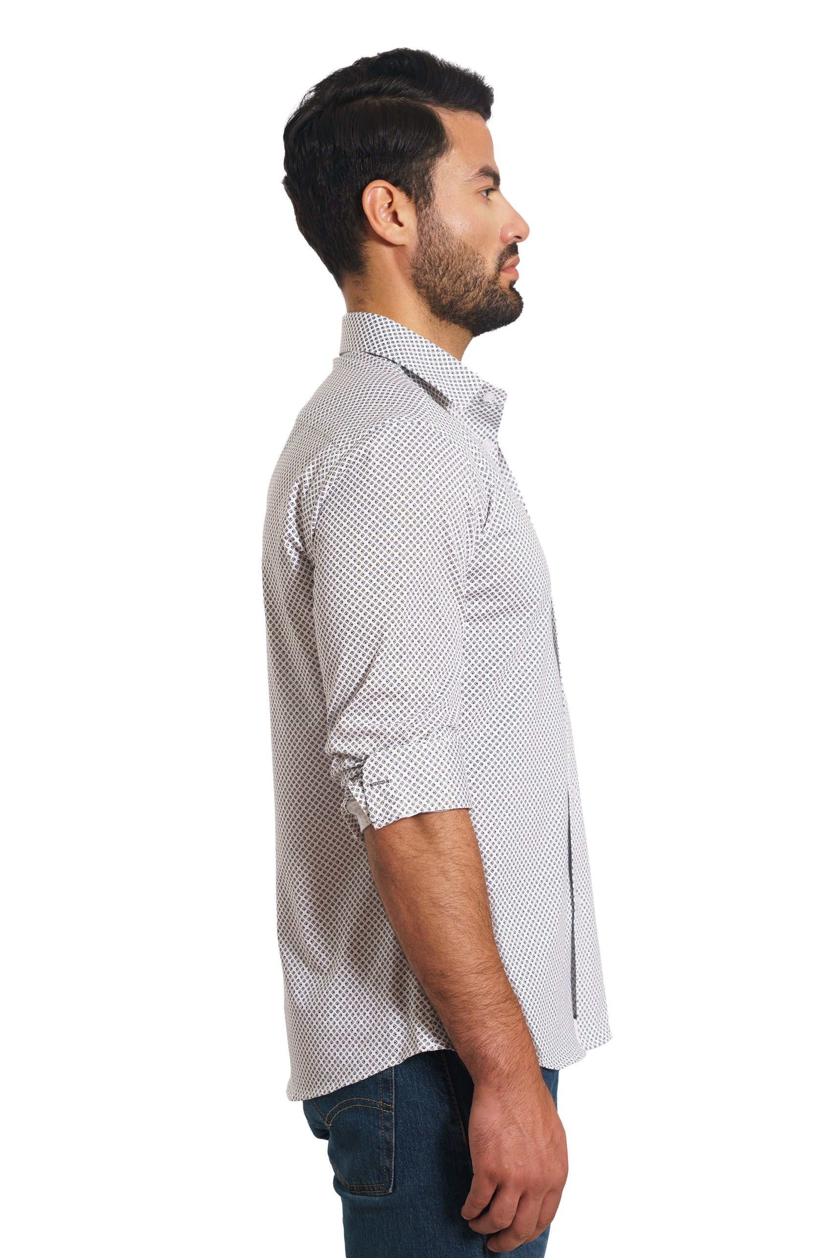 White Print Long Sleeve Shirt TH-2873 Side