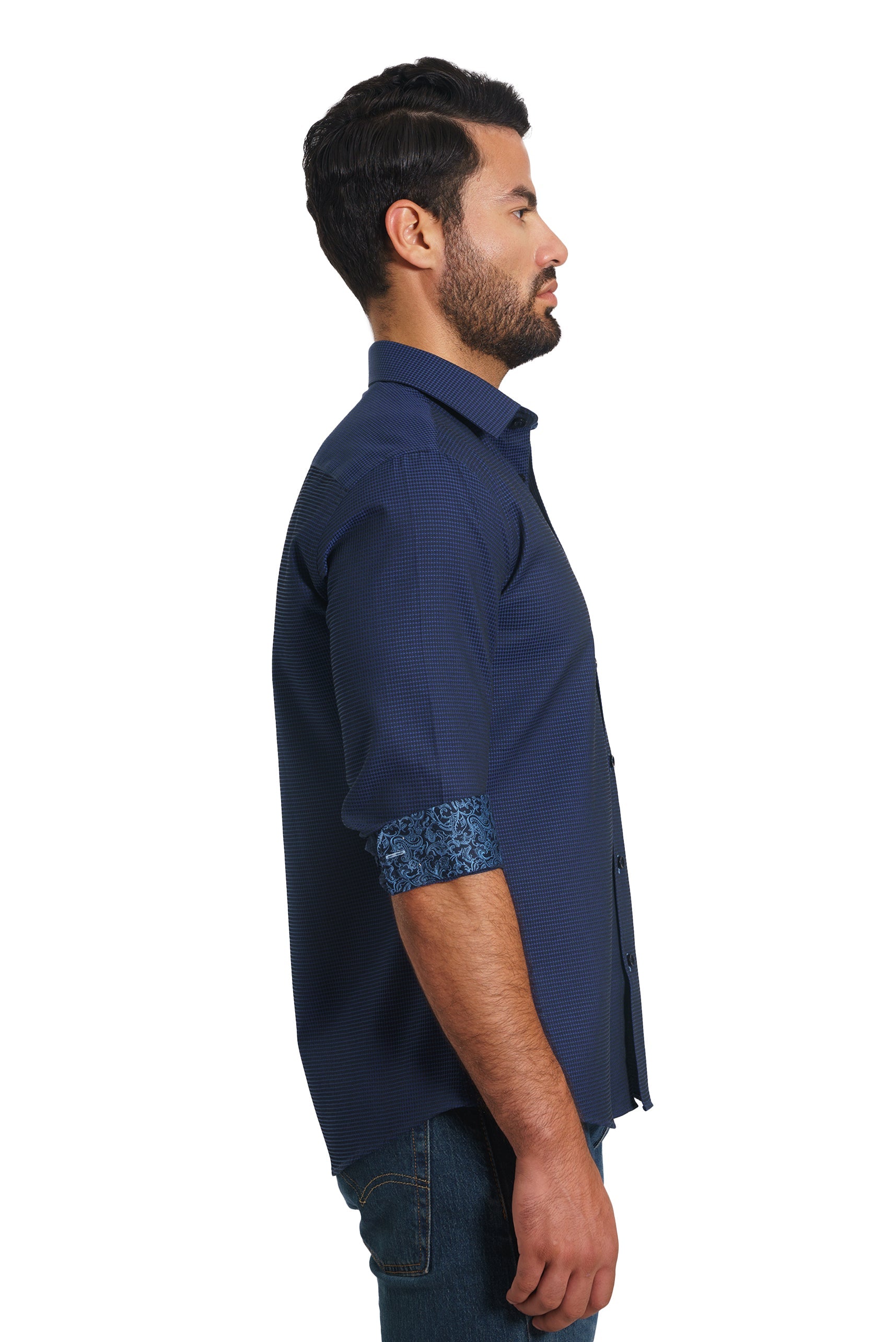 Navy Long Sleeve Shirt TH-2876 Side