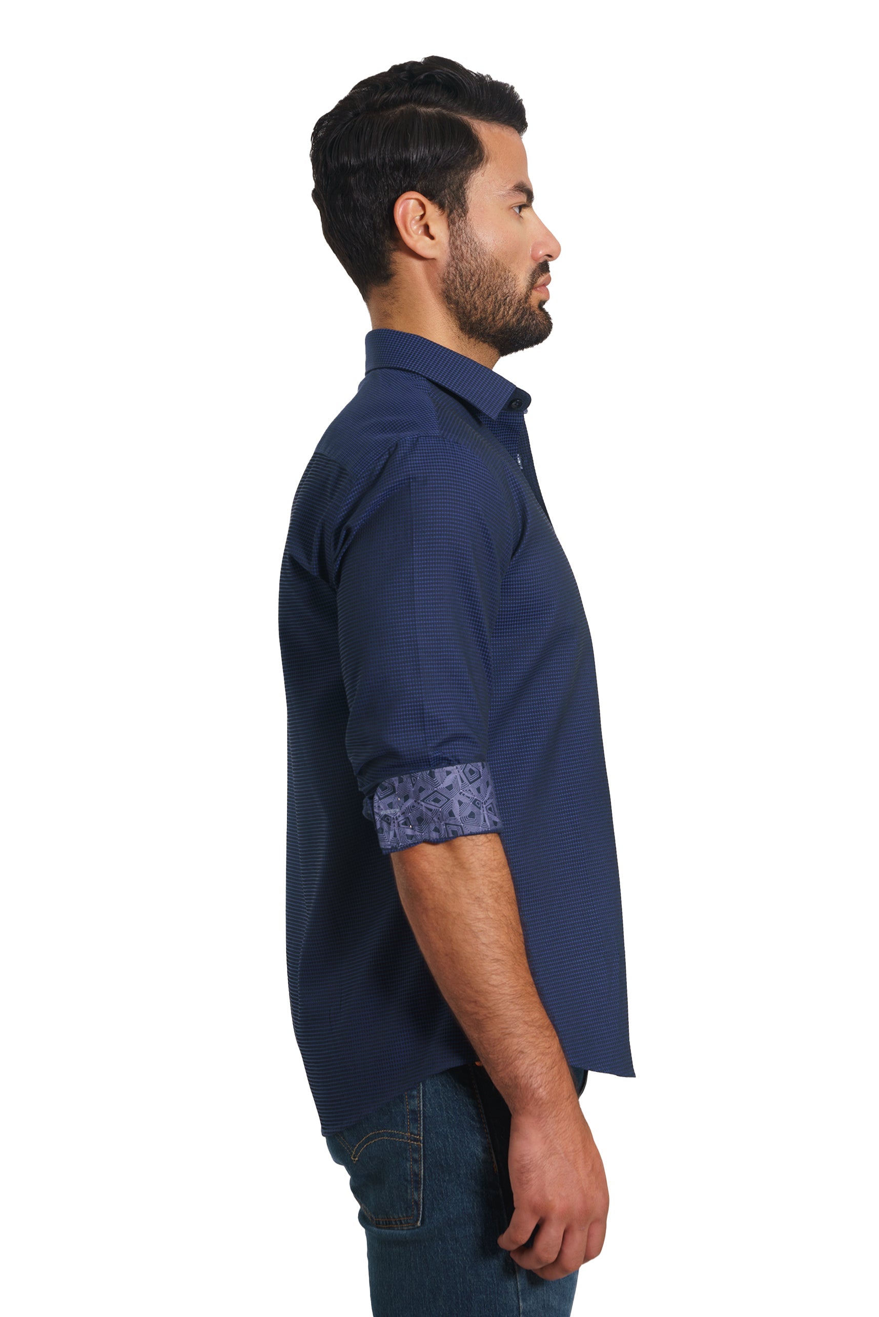 Navy Long Sleeve Shirt TH-2882 Side