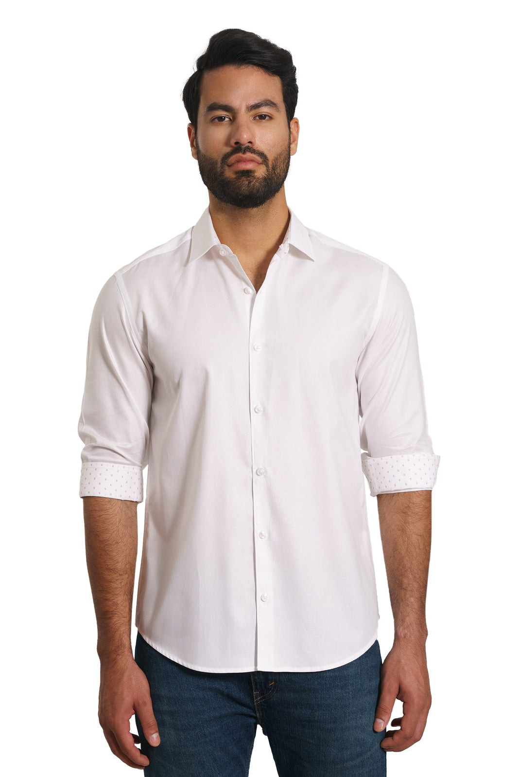 Solid Short Sleeve Shirt White - Jared Lang main image 1