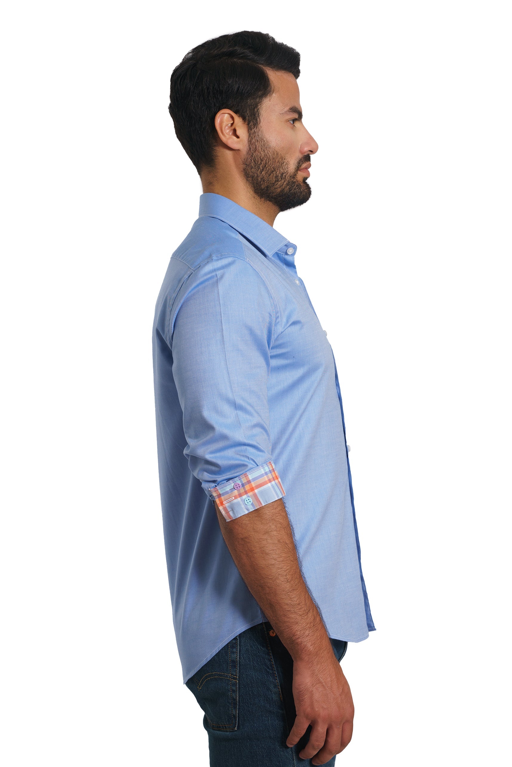 Blue Long Sleeve Shirt TP-7159 Side
